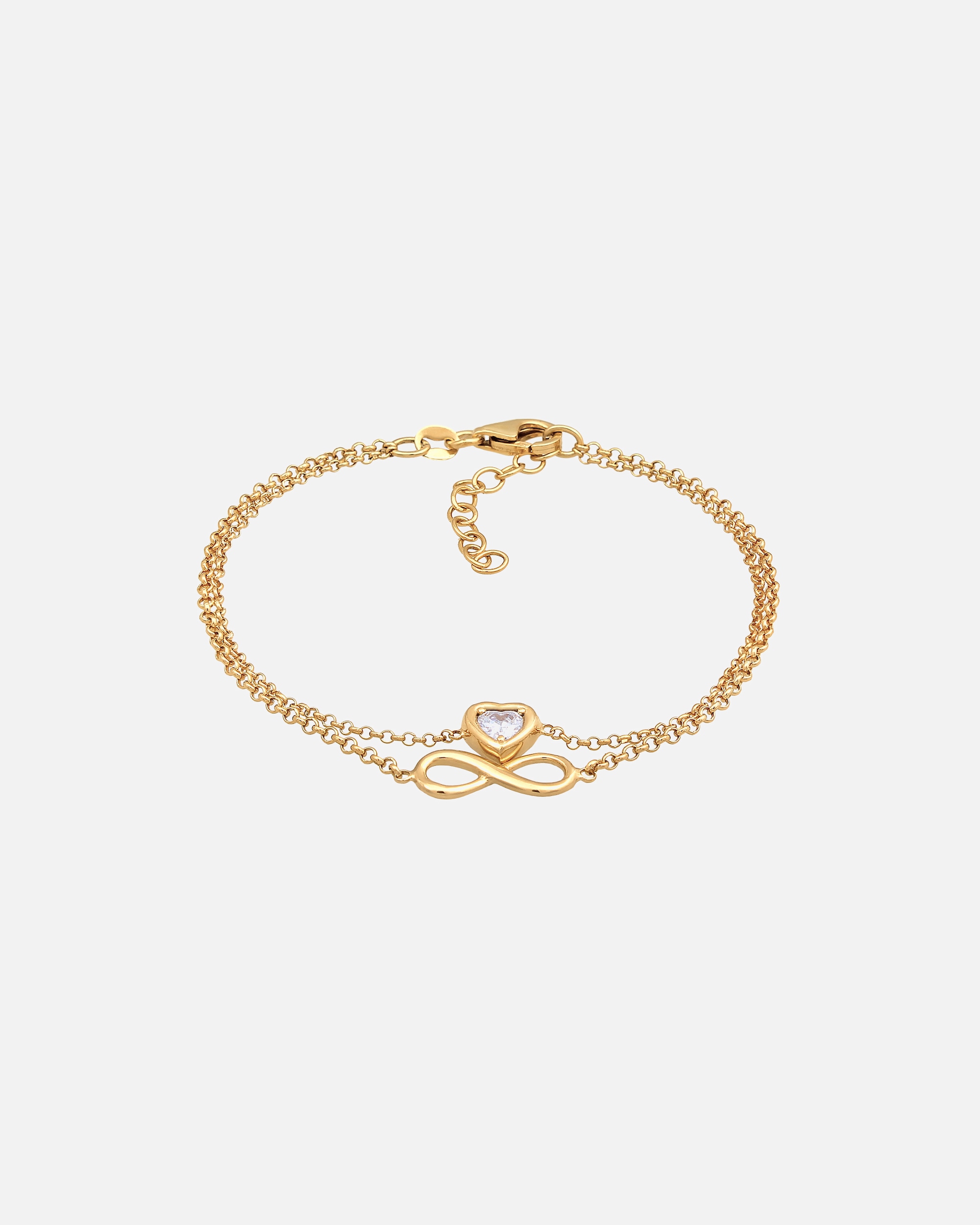 Bransoletka dla Kobieta Elli Damski warstwowy Infinity Serce z kryształem cyrkonii w srebrze próby 925 Sterling Silver goldfarben