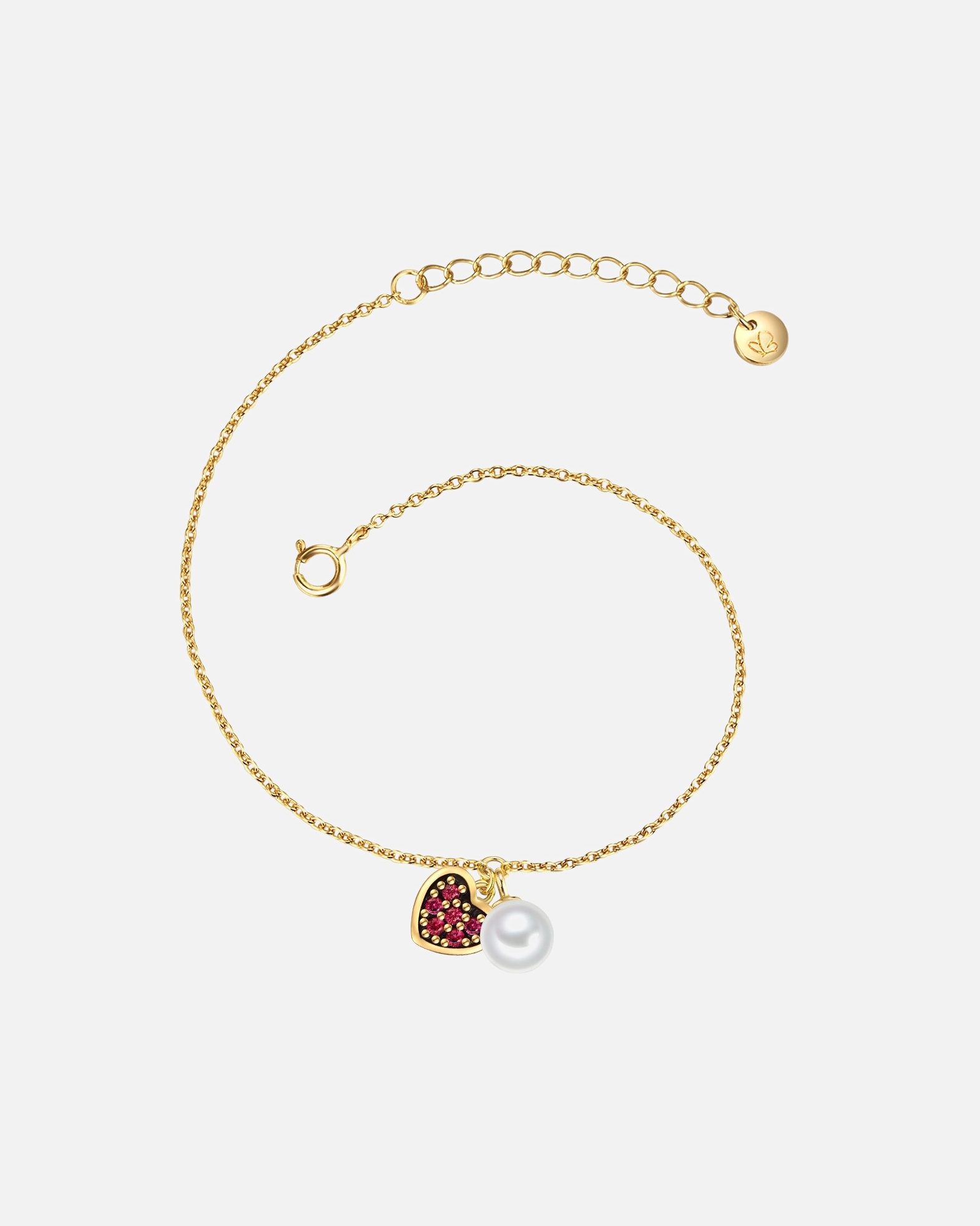 Bransoletka dla Kobieta Bransoletka Serce z Srebro wysokiej próby w Żółte złoto 17,0 cm Basislänge + 3,0 cm Verlängerung