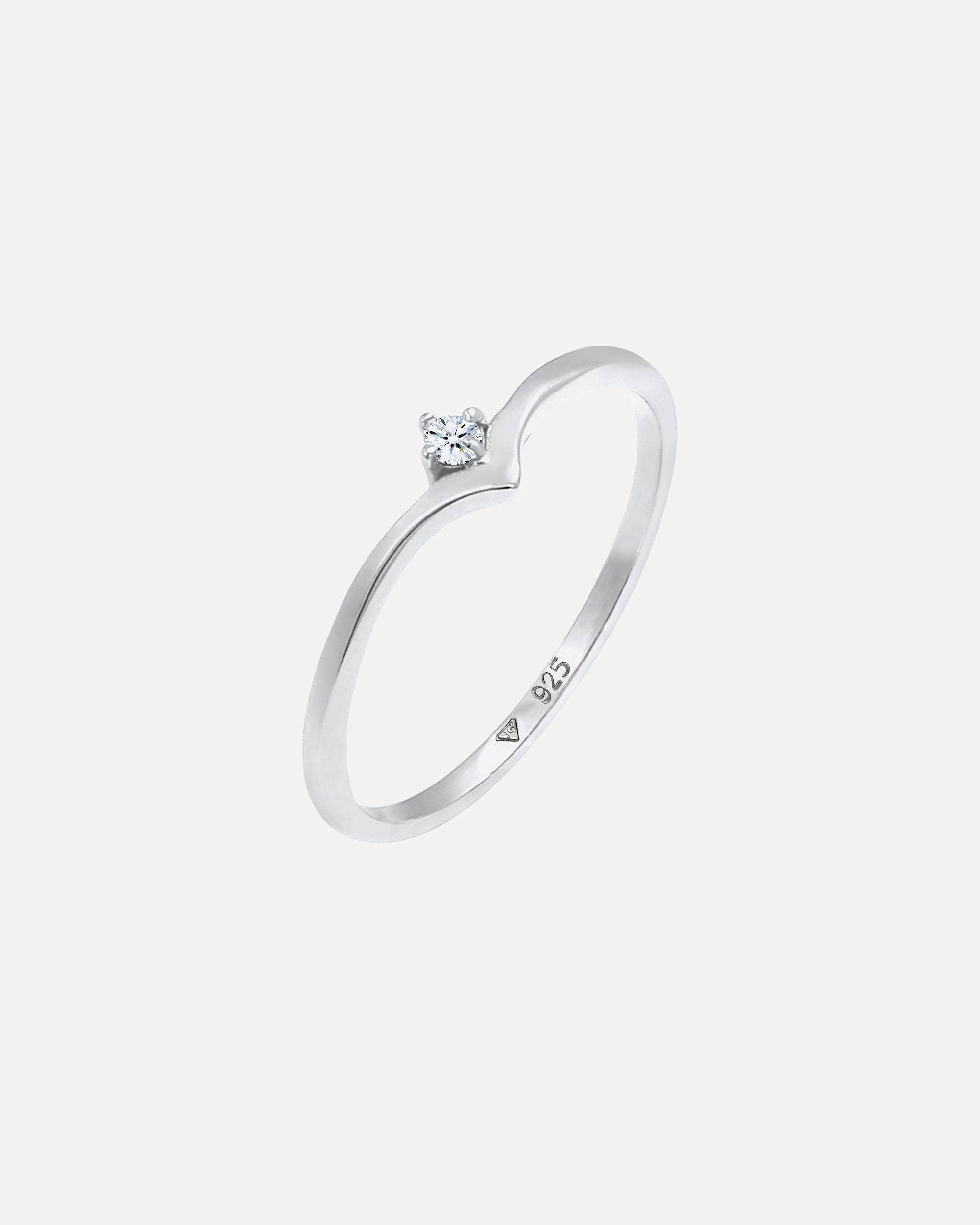 Pierścionek dla Kobieta Elli DIAMONDS Dames Solitaire V-vorm Elegant met Diamant (0,03 ct.) in 925 Sterling Zilver 56