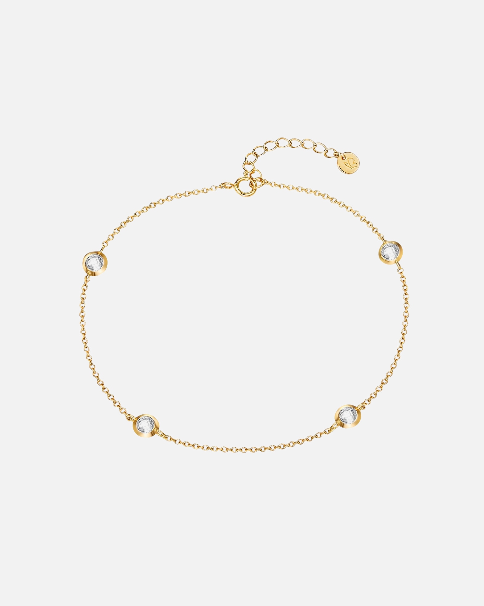 Ozdoby dla Kobieta Srebrna bransoletka na stopę srebro wysokiej próby Cyrkonia żółte złoto 22,0 cm Basiskette + 3,0 cm Verlängerung