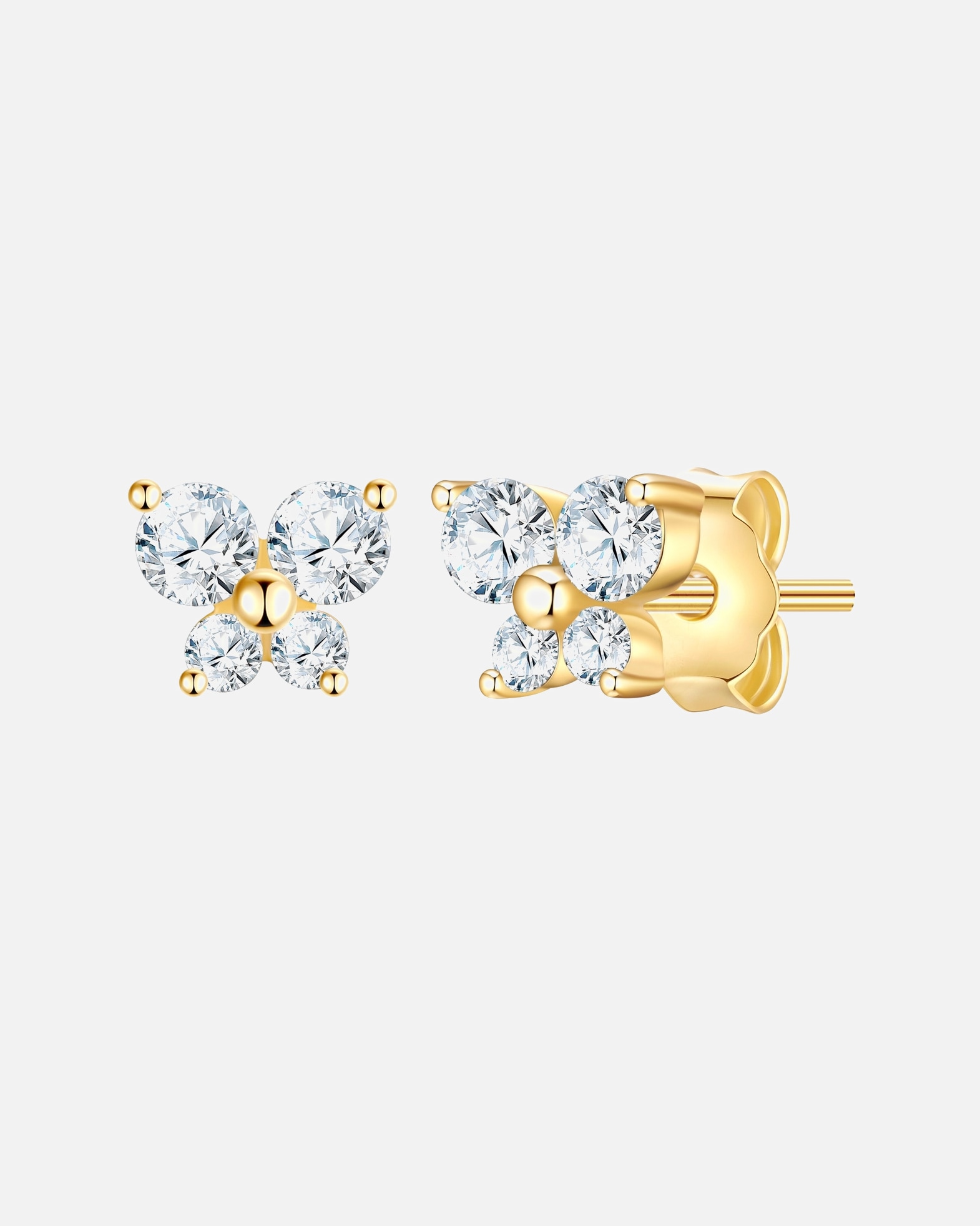 Kolczyki dla Kobieta Kolczyki Motyl z Srebro wysokiej próby w Żółte złoto 4,5 mm