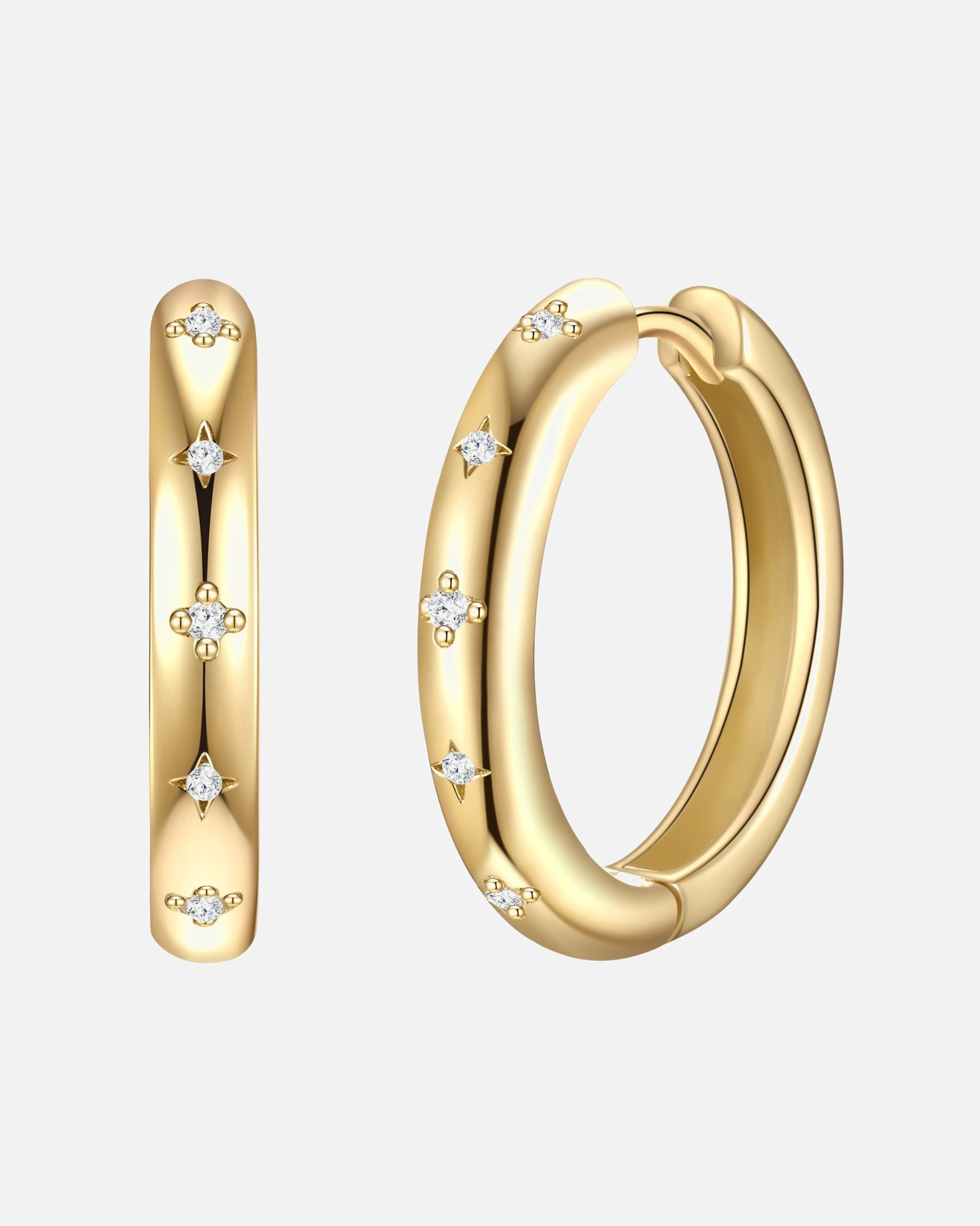 Obrączki dla Kobieta Kolczyki z Srebro wysokiej próby w Żółte złoto 19,7 mm