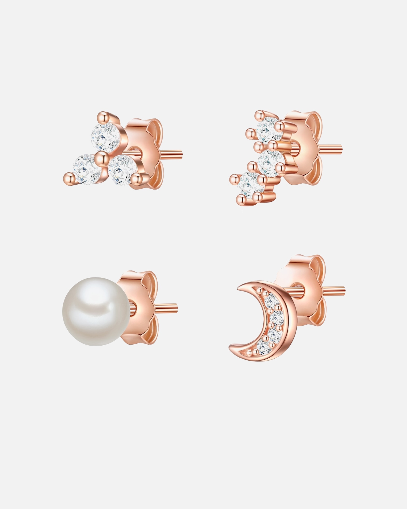 Kolczyki dla Kobieta Lulu & Jane Komplet (2 kolczyki) Półksiężyc Mosiadz Różowy złoty 5,0/4,3/6,3/4,1 mm