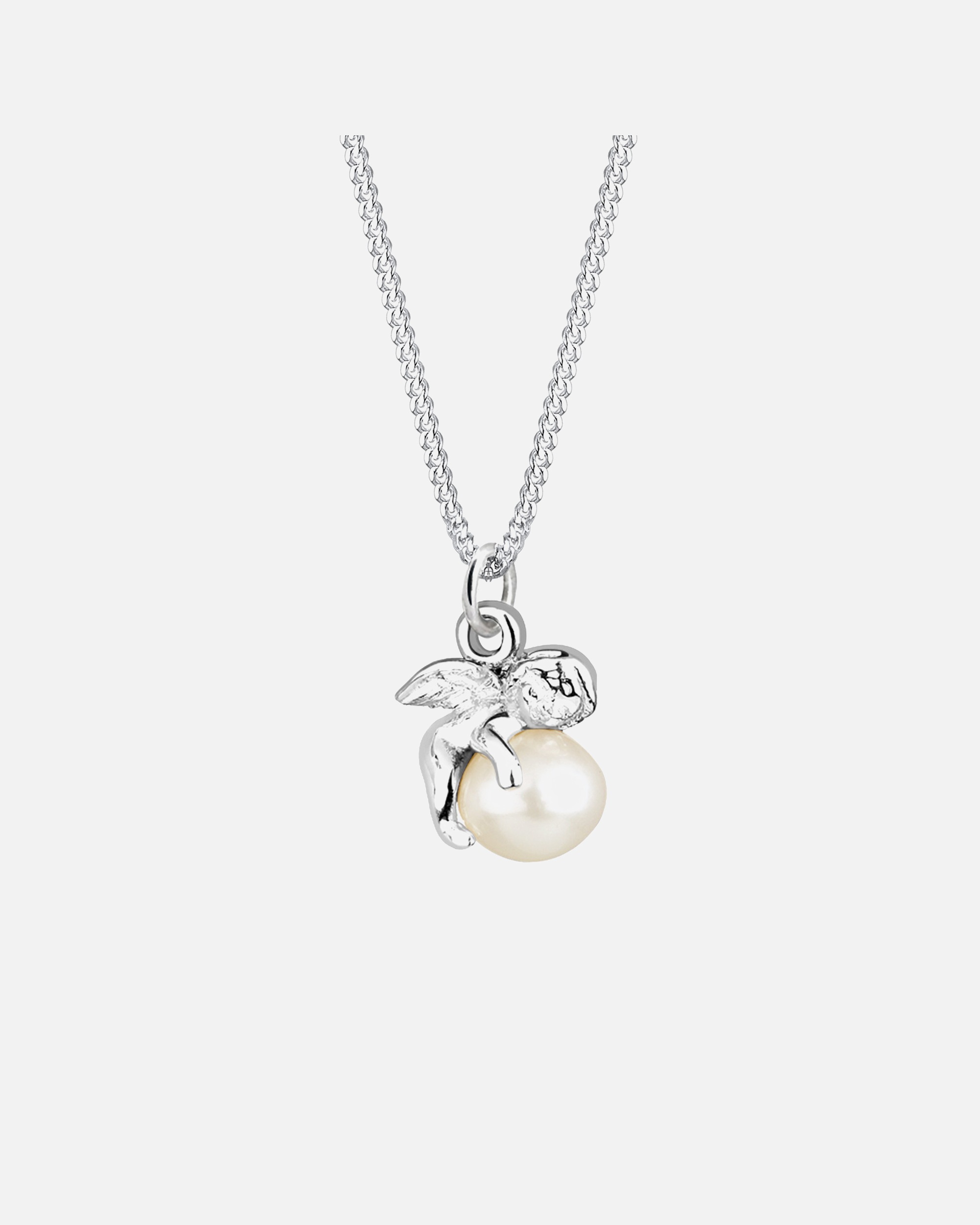 Naszyjnik dla Kobieta Elli Damski Aniołek z perłą hodowlana słodkowodną w srebrze 925 Sterling Silver 55