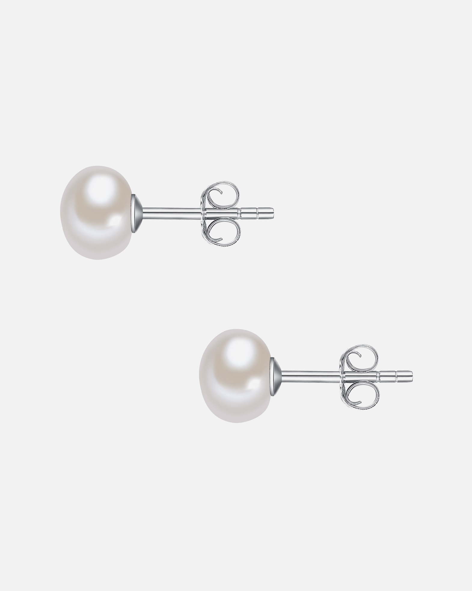Kolczyki dla Kobieta Valero Pearls Kolczyki sztyfty z perłą srebro wysokiej próby Perła hodowlana słodkowodna srebrny 7,5 mm