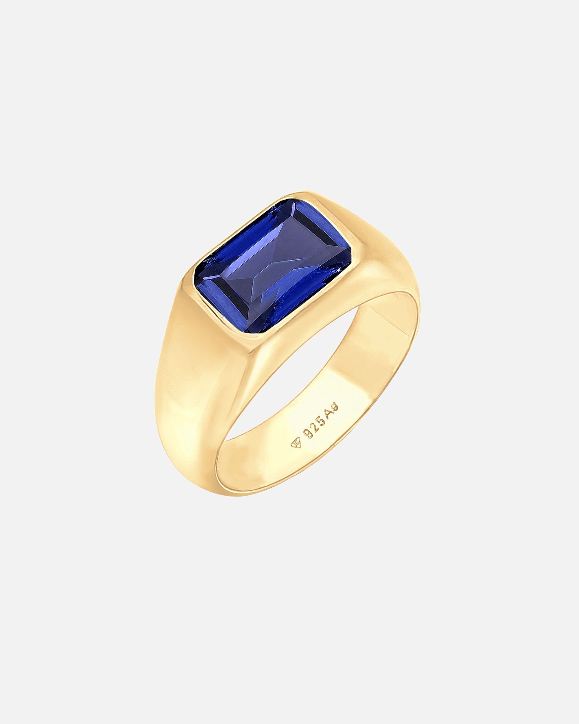 Pierścionek dla Kobieta Elli PREMIUM Sygnetem Damski Chunky Sapphire Blue 925 Sterling Silver Stroje Wieczorowe 52