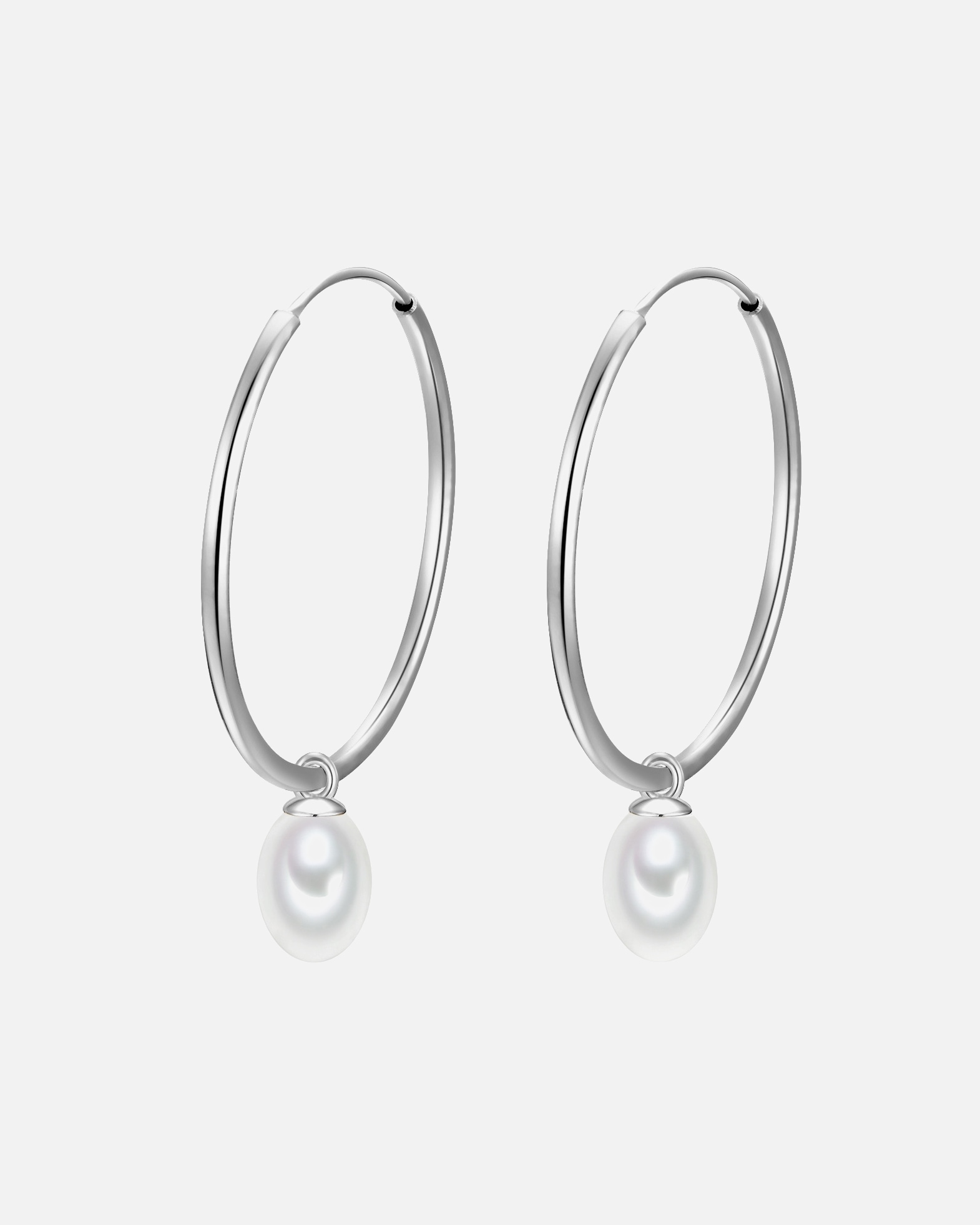 Obrączki dla Kobieta Srebrne kolczyki kreole srebro wysokiej próby Perła hodowlana słodkowodna srebrny 39,0 mm