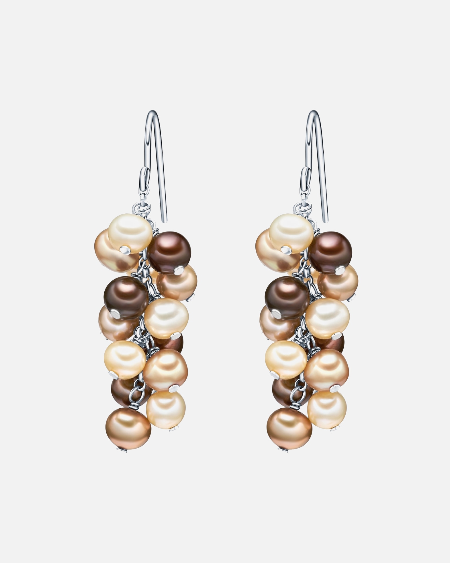 Kolczyki dla Kobieta Valero Pearls Kolczyki wiszące z perłą srebro wysokiej próby Perła hodowlana słodkowodna srebrny 44,4 mm