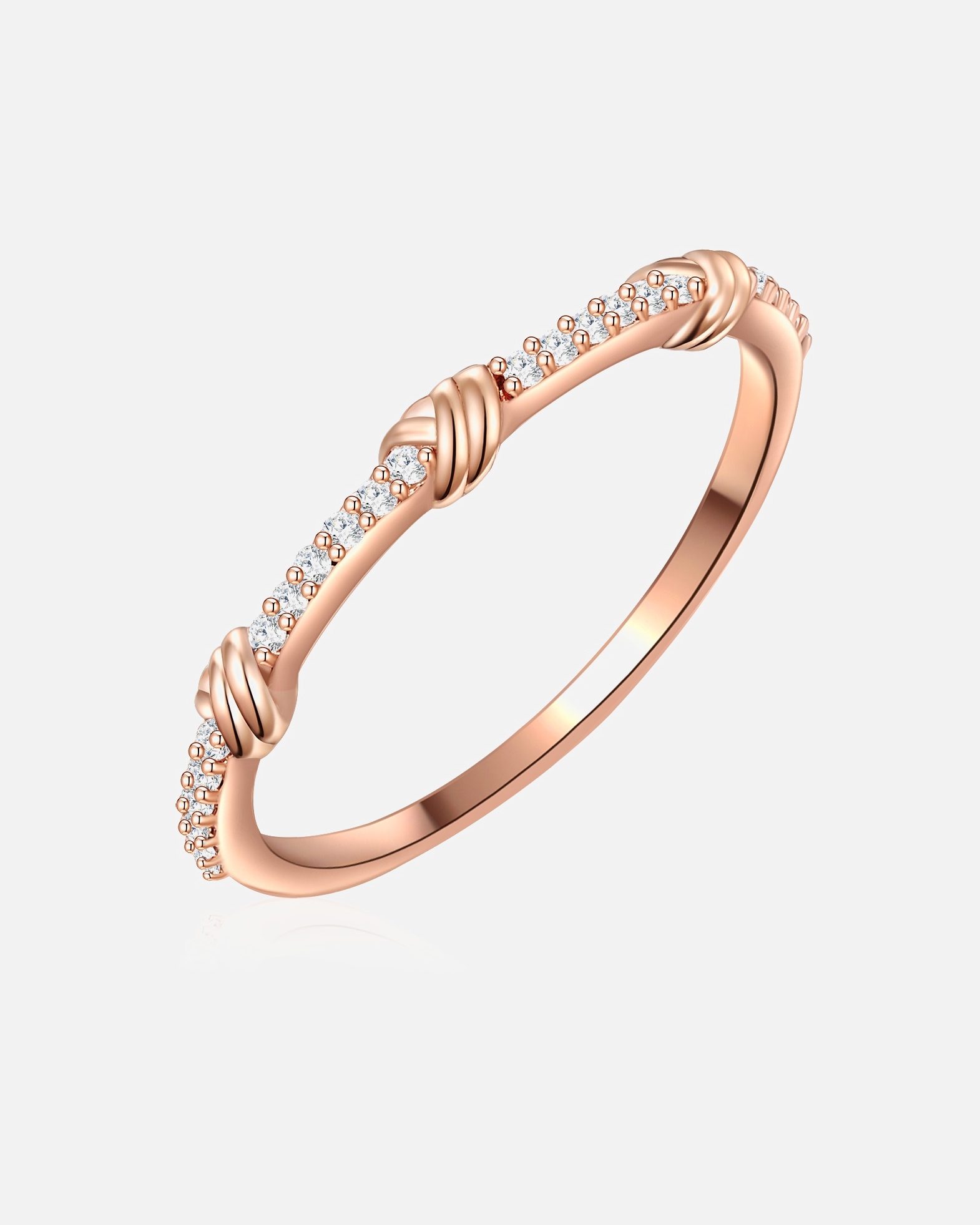 Pierścionek dla Kobieta Glanzstücke München Srebrny pierścionek srebro wysokiej próby Cyrkonia różowe złoto 48