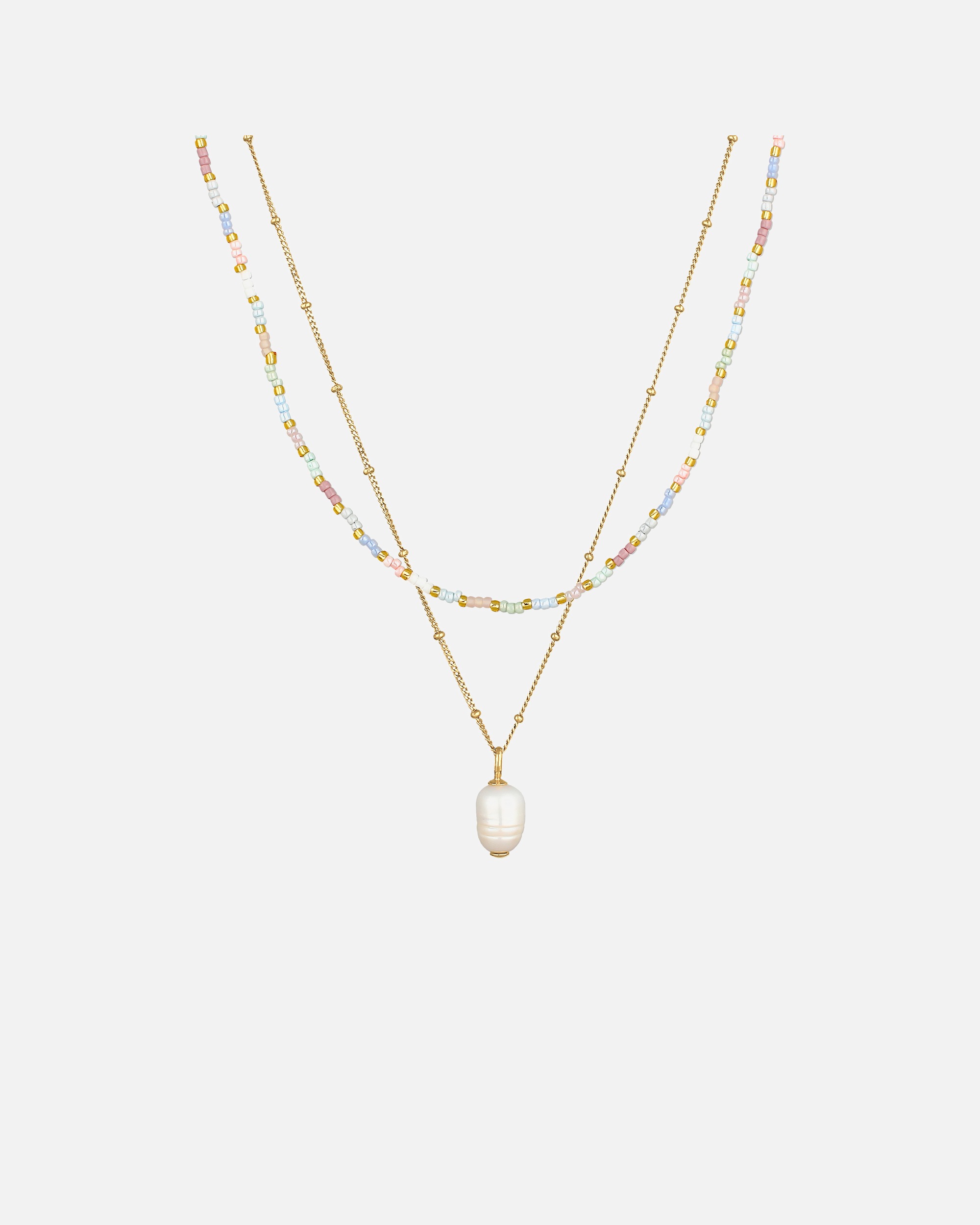 Naszyjnik dla Kobieta Elli Damskie koraliki Barok warstwowy z perłą hodowlana słodkowodną w srebrze próby 925 Sterling Silver goldfarben