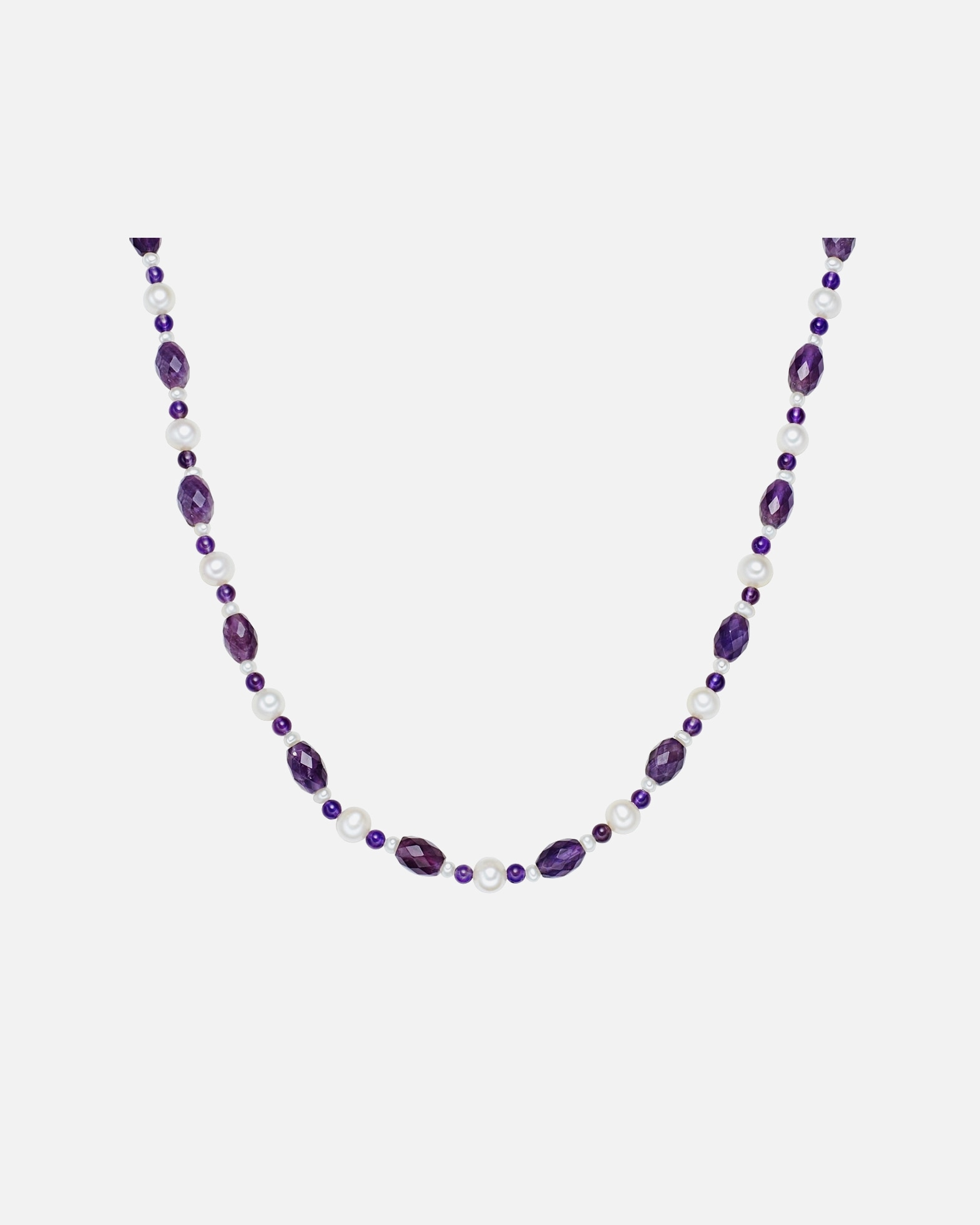 Naszyjnik dla Kobieta Naszyjnik z pereł srebro wysokiej próby Ametyst Perła hodowlana słodkowodna srebrny 45,0 cm Basiskette + 5,0 cm Verlängerung