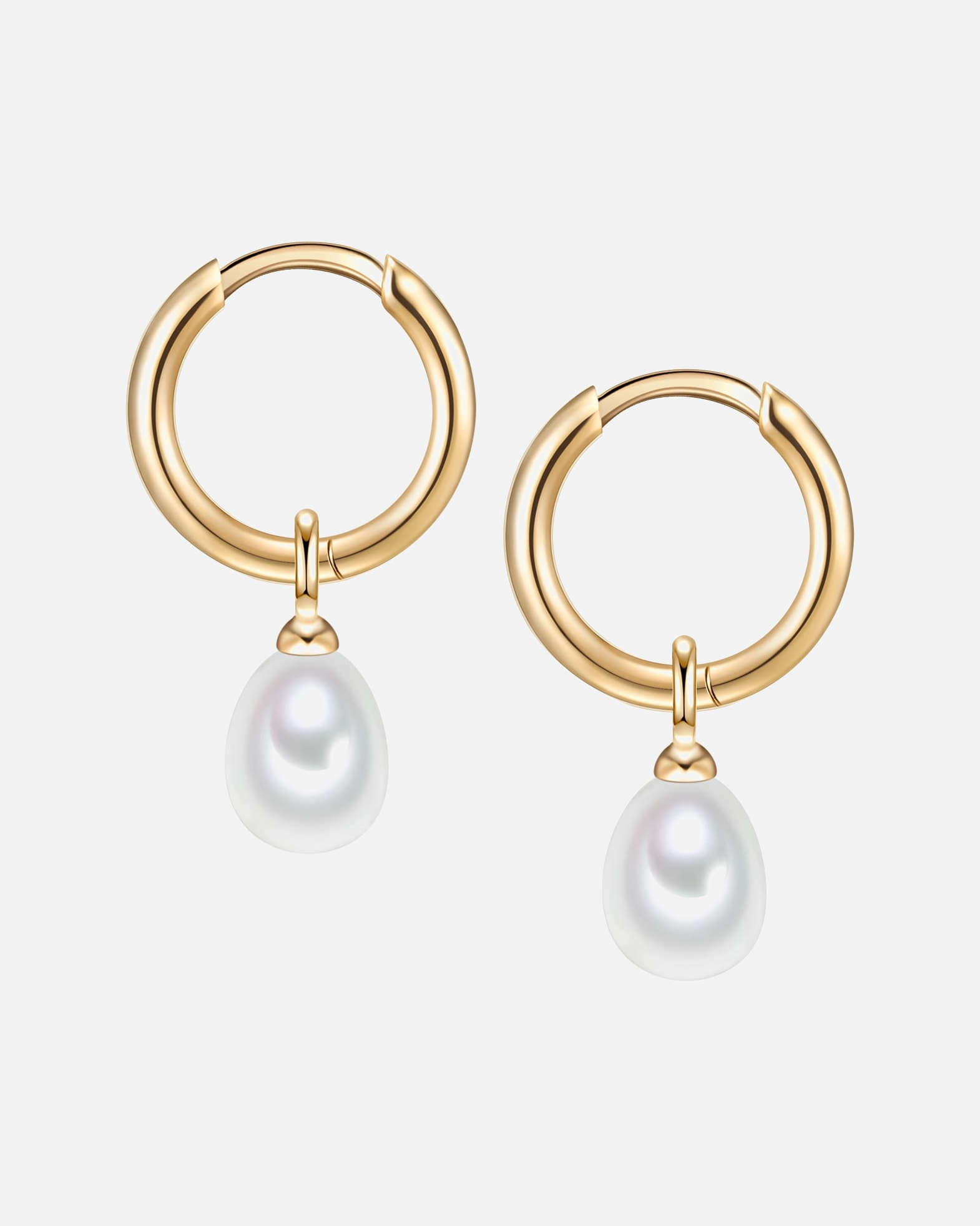 Obrączki dla Kobieta Valero Pearls Srebrne kolczyki kreole srebro wysokiej próby Perła hodowlana słodkowodna żółte złoto 14,4 mm