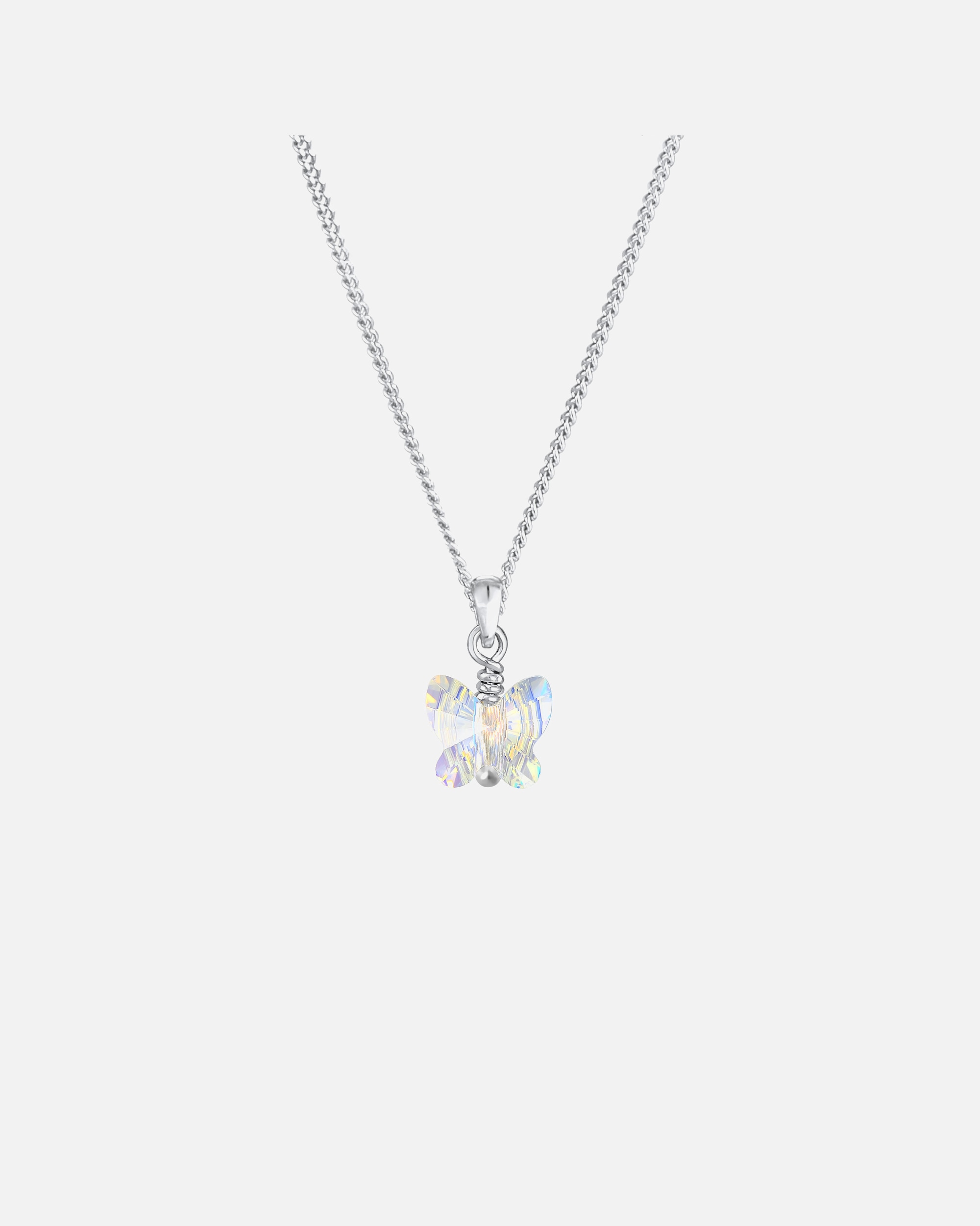 Naszyjnik dla Kobieta Elli Dziecięcy wisior Motyl mieniący się zabawnie z kryształem w srebrze próby 925 Sterling Silver 40