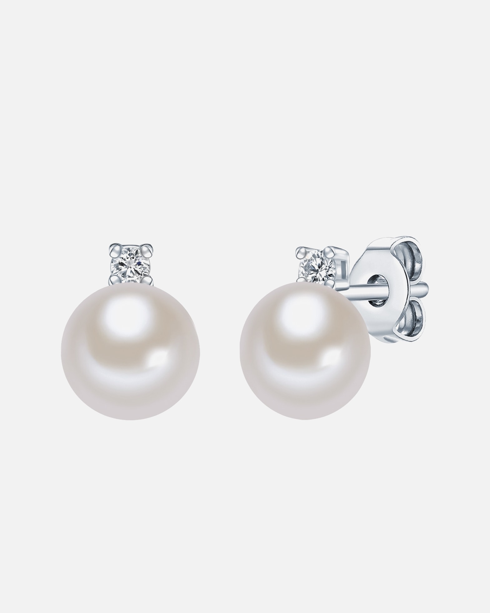 Kolczyki dla Kobieta Kolczyki sztyfty z perłą srebro wysokiej próby Cyrkonia Perła hodowlana słodkowodna srebrny 8,0 mm