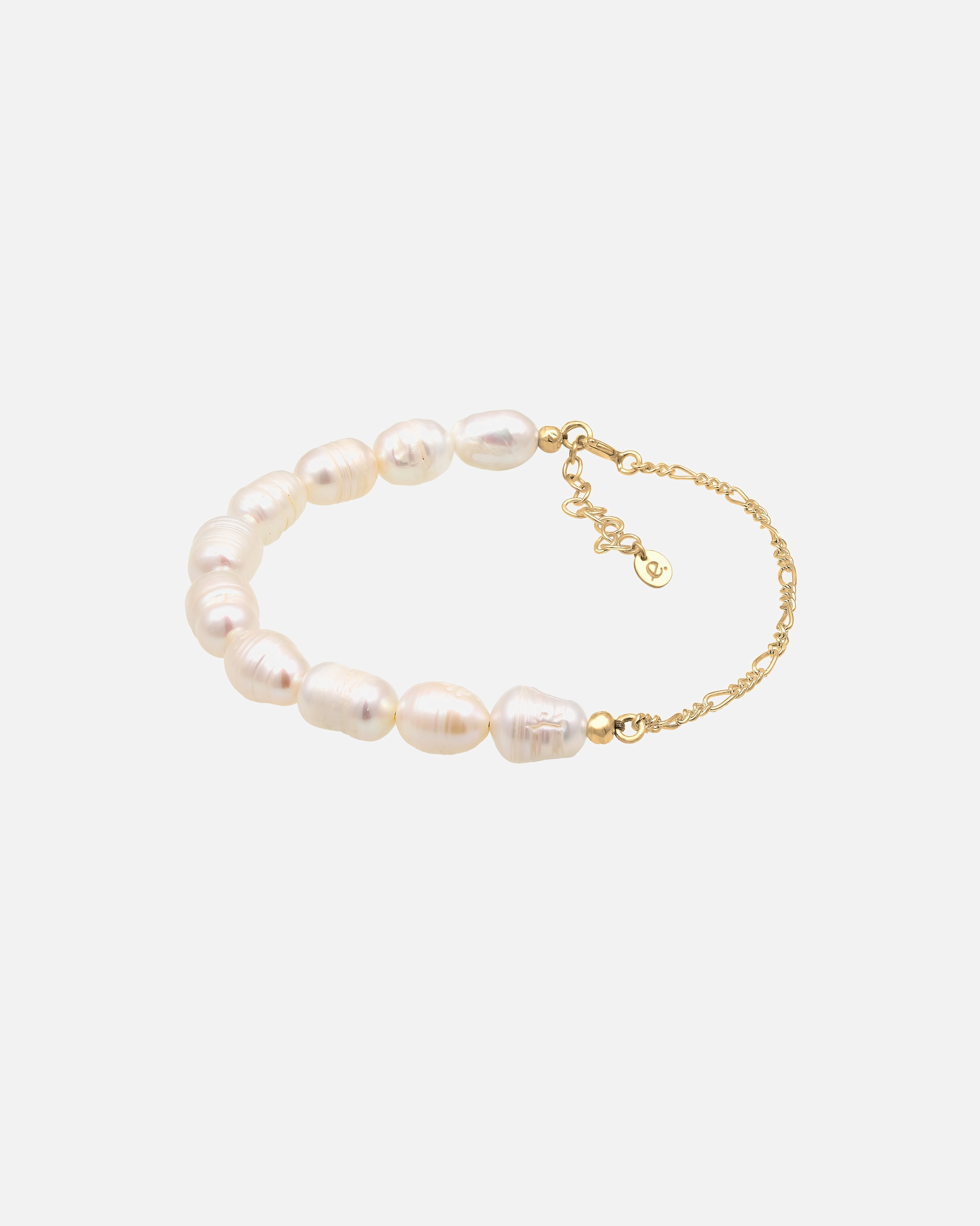 Bransoletka dla Kobieta Elli PREMIUM Damski elegancki naturalny z barokową perłą hodowlana słodkowodną w pozłacanym srebrze 925 Sterling Silver 16