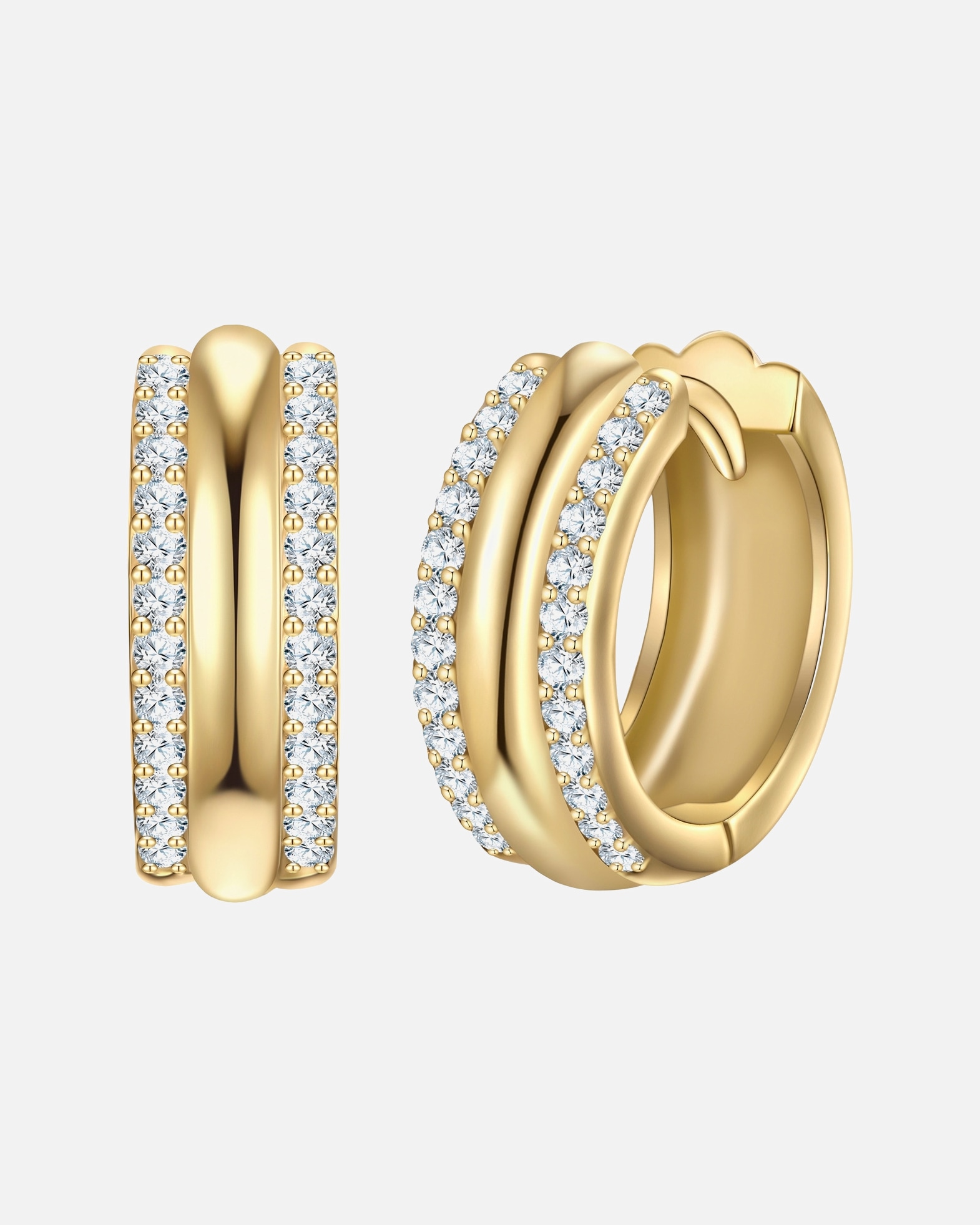 Obrączki dla Kobieta Kolczyki z Srebro wysokiej próby w Żółte złoto 14,2 mm