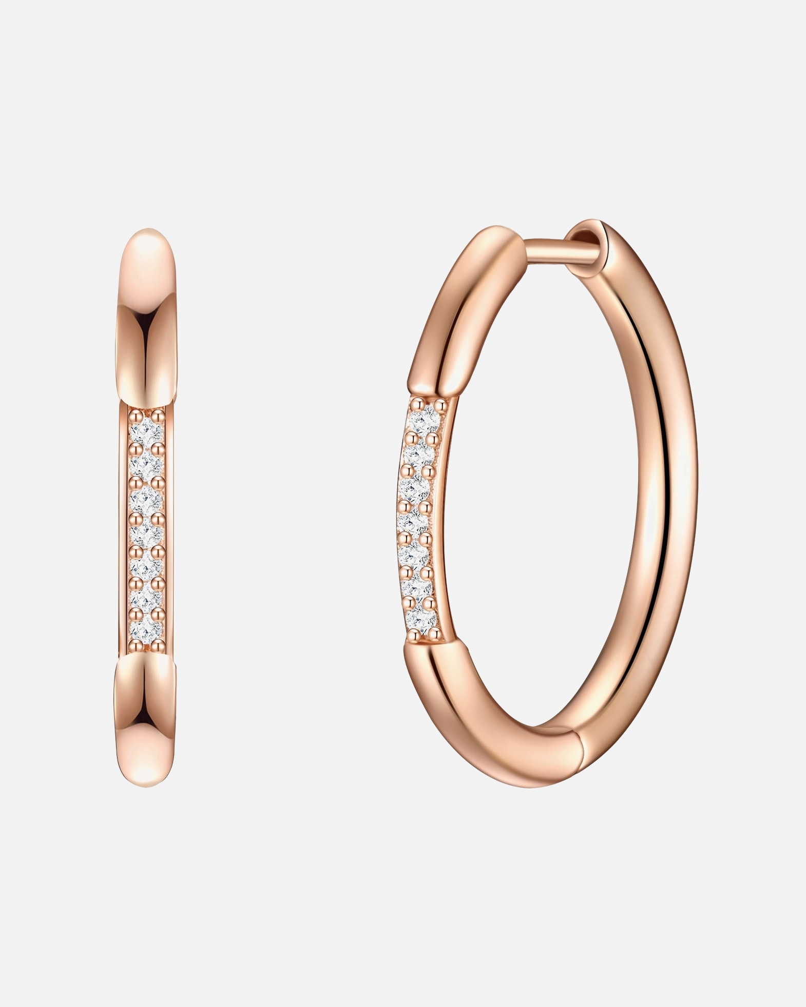 Obrączki dla Kobieta Srebrne kolczyki kreole srebro wysokiej próby Cyrkonia różowe złoto 18,8 mm