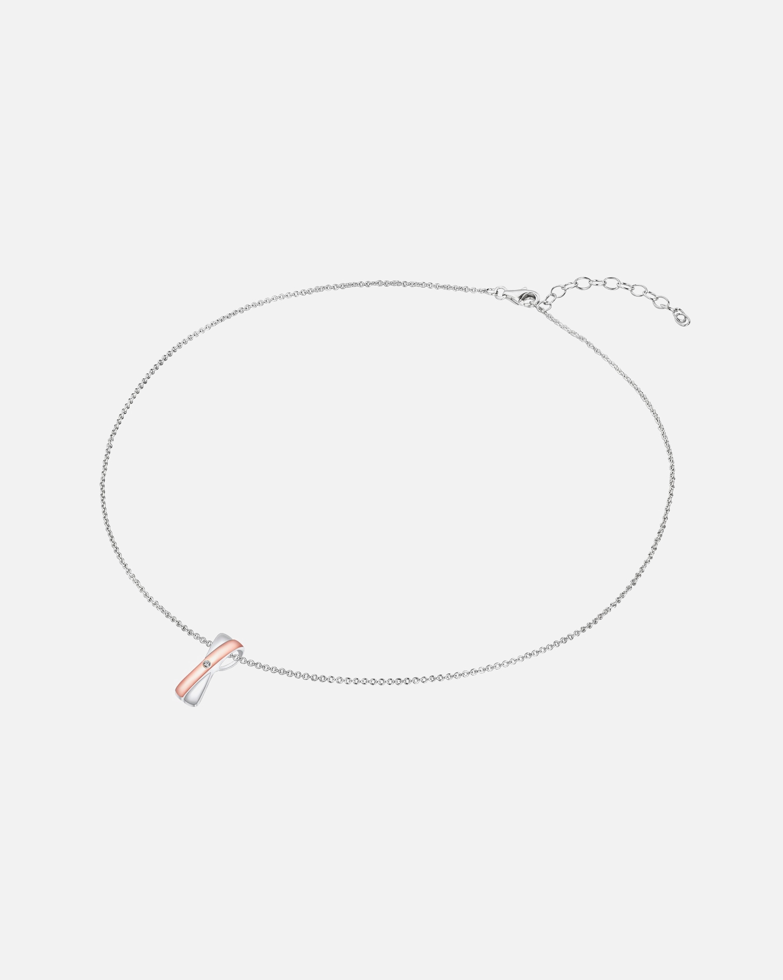 Naszyjnik dla Kobieta Rafaela Donata Diamentowy naszyjnik srebro wysokiej próby Diament srebro/różowe złoto 45 cm + 5 cm