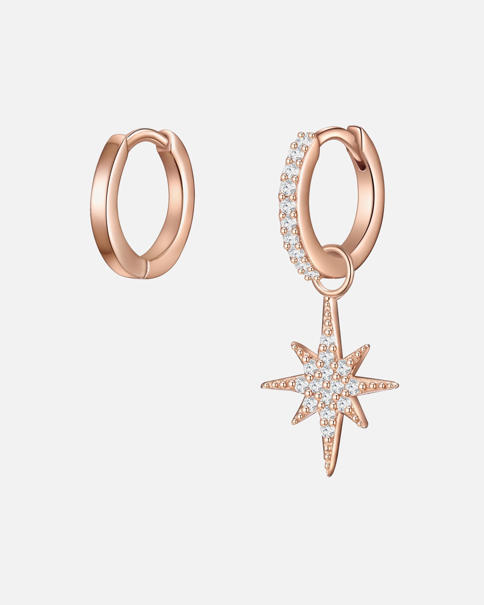 Obrączki dla Kobieta Glanzstücke München Srebrne kolczyki kreole Gwiazda srebro wysokiej próby Cyrkonia różowe złoto 21,5 mm