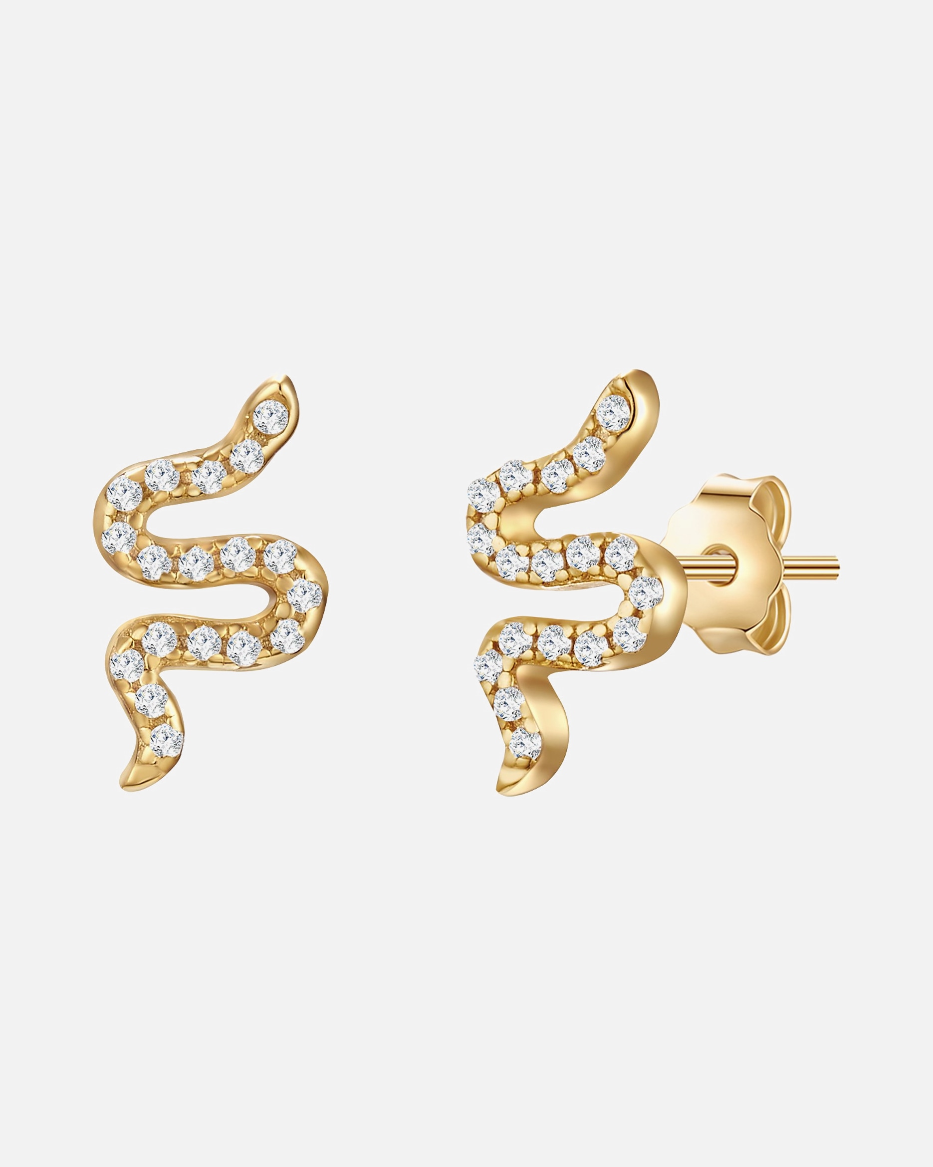 Kolczyki dla Kobieta Glanzstücke München Srebrne kolczyki sztyfty Wąż srebro wysokiej próby Cyrkonia żółte złoto 11,3 mm