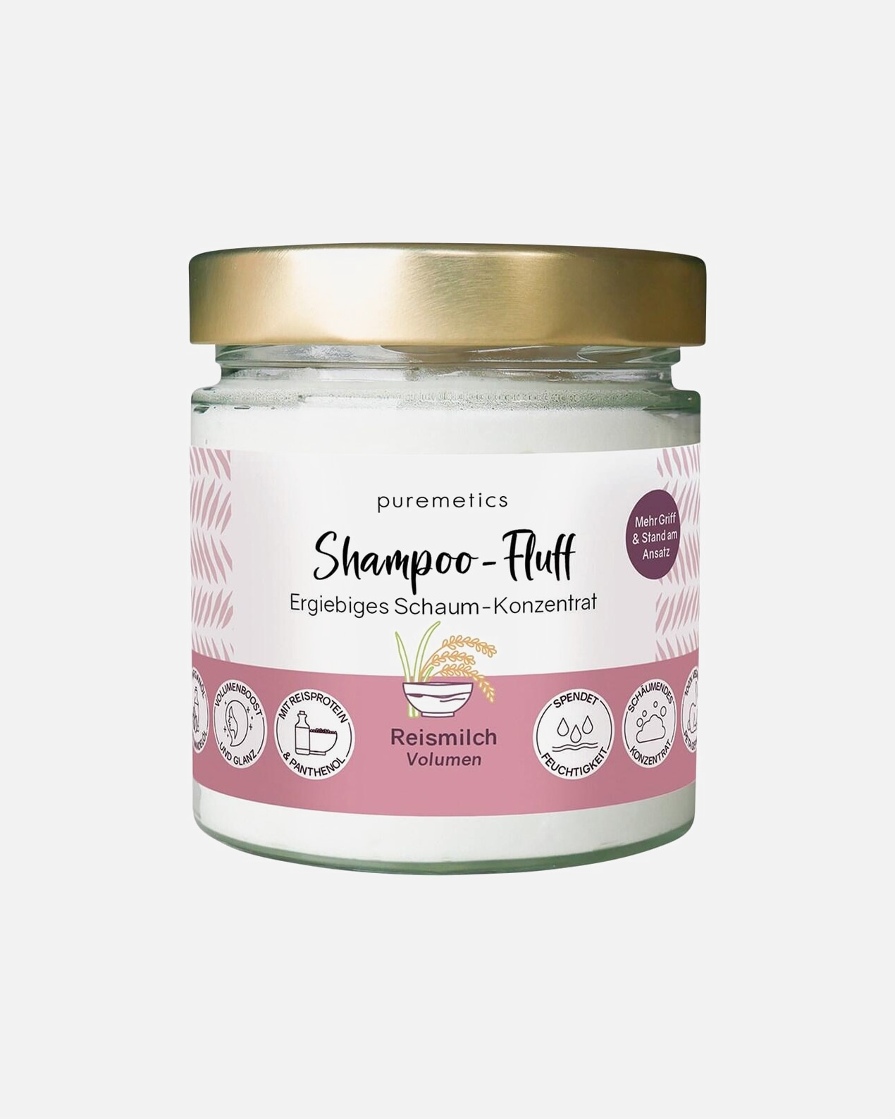 Szampon do włosów dla Unisex puremetics Szampon zwiększający objętość - Fluff 'Mleko ryżowe 150 g