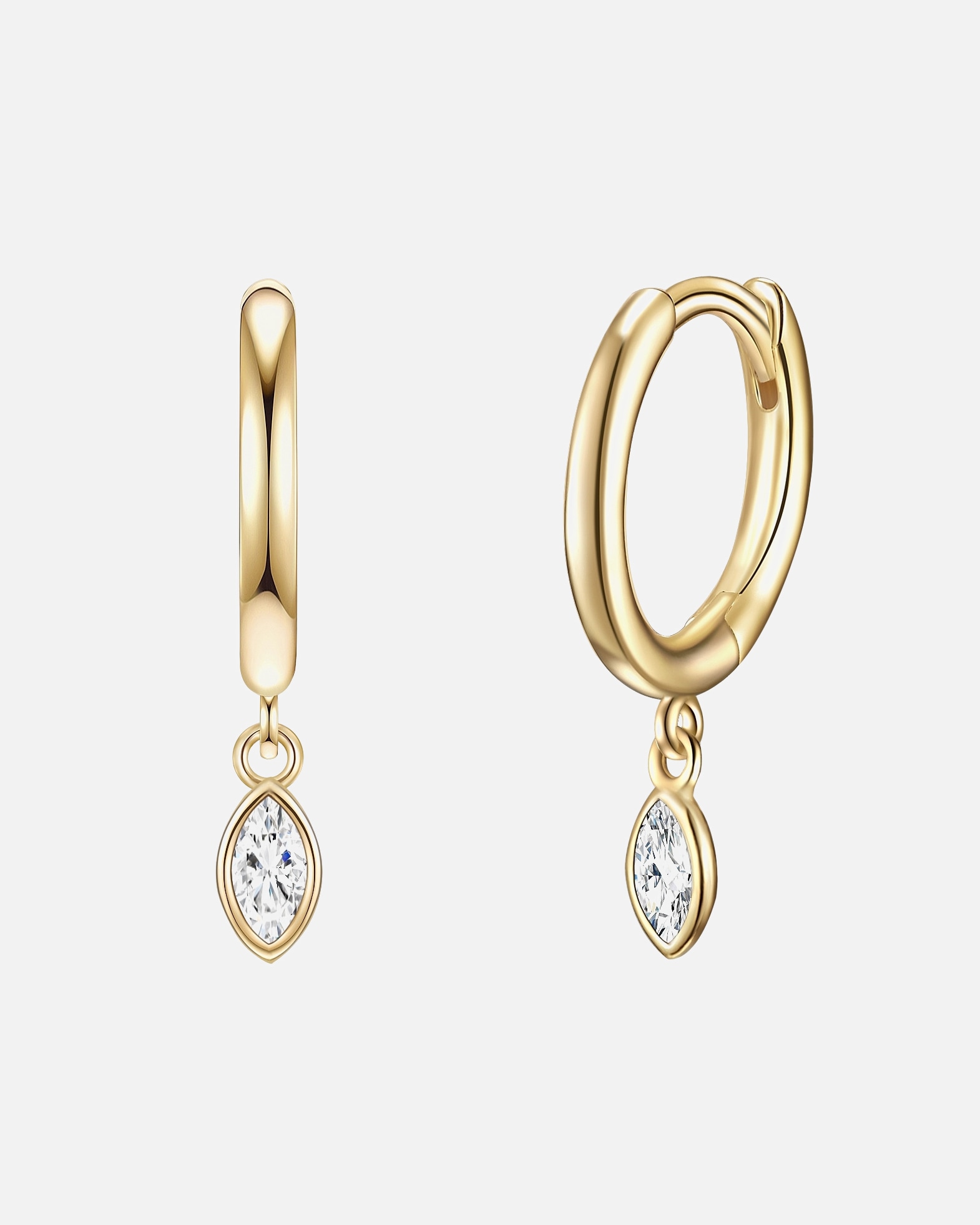 Obrączki dla Kobieta Glanzstücke München Srebrne kolczyki kreole srebro wysokiej próby Cyrkonia żółte złoto 18,3 mm