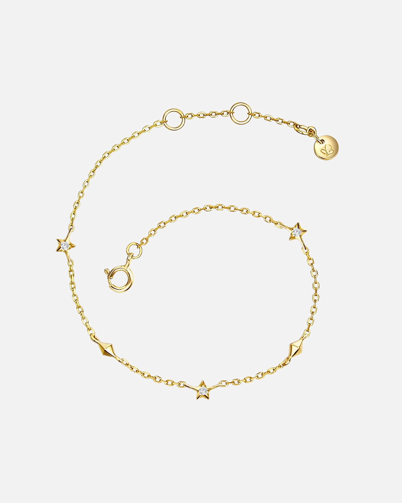 Bransoletka dla Kobieta Glanzstücke München Srebrna bransoleta Gwiazdy srebro wysokiej próby Cyrkonia żółte złoto 15,0 cm Basislänge + 2,5 cm Verlängerung