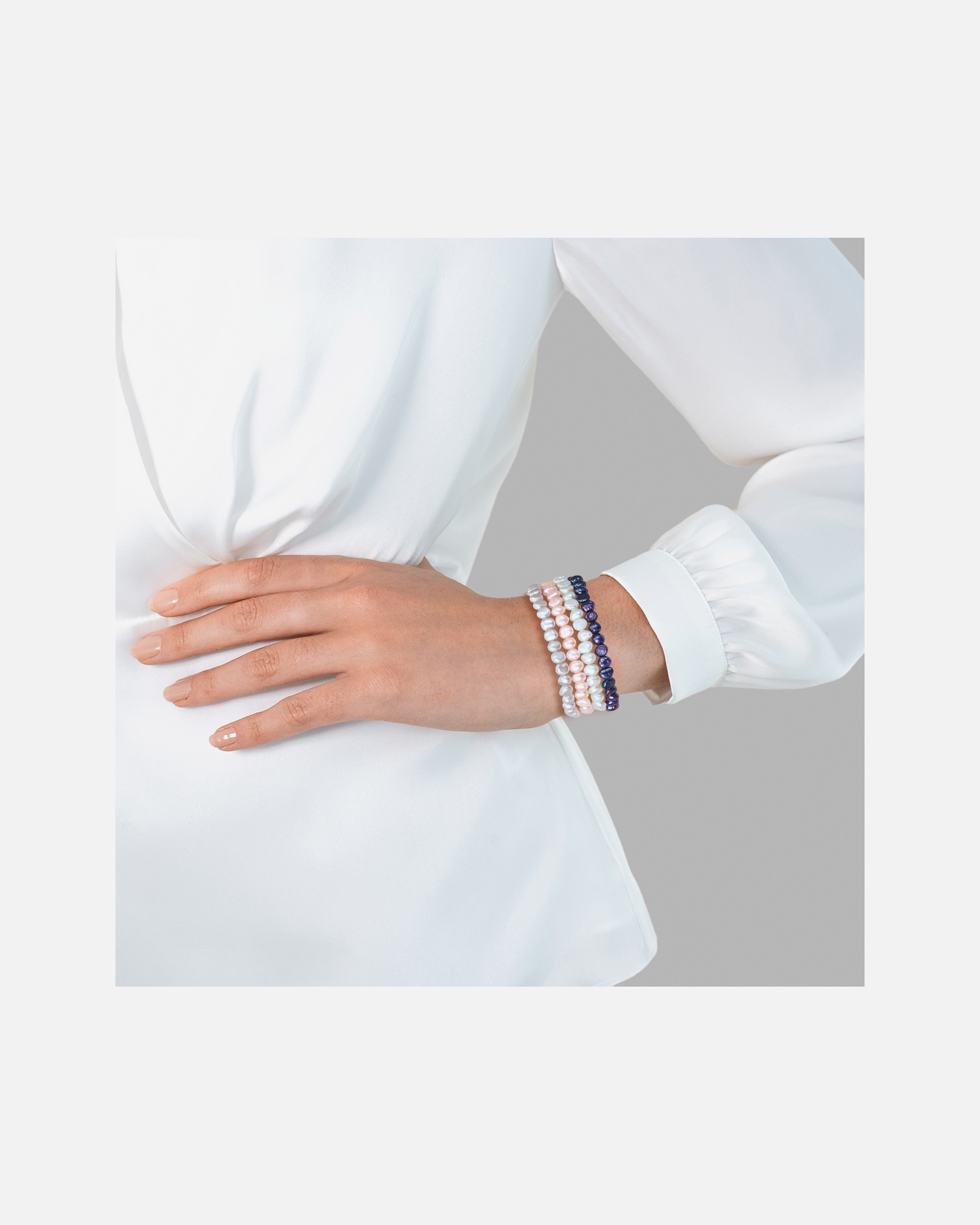 Ozdoby dla Kobieta Valero Pearls Bransoletka z pereł Satyna Perła hodowlana słodkowodna Rózowy 19,0 cm