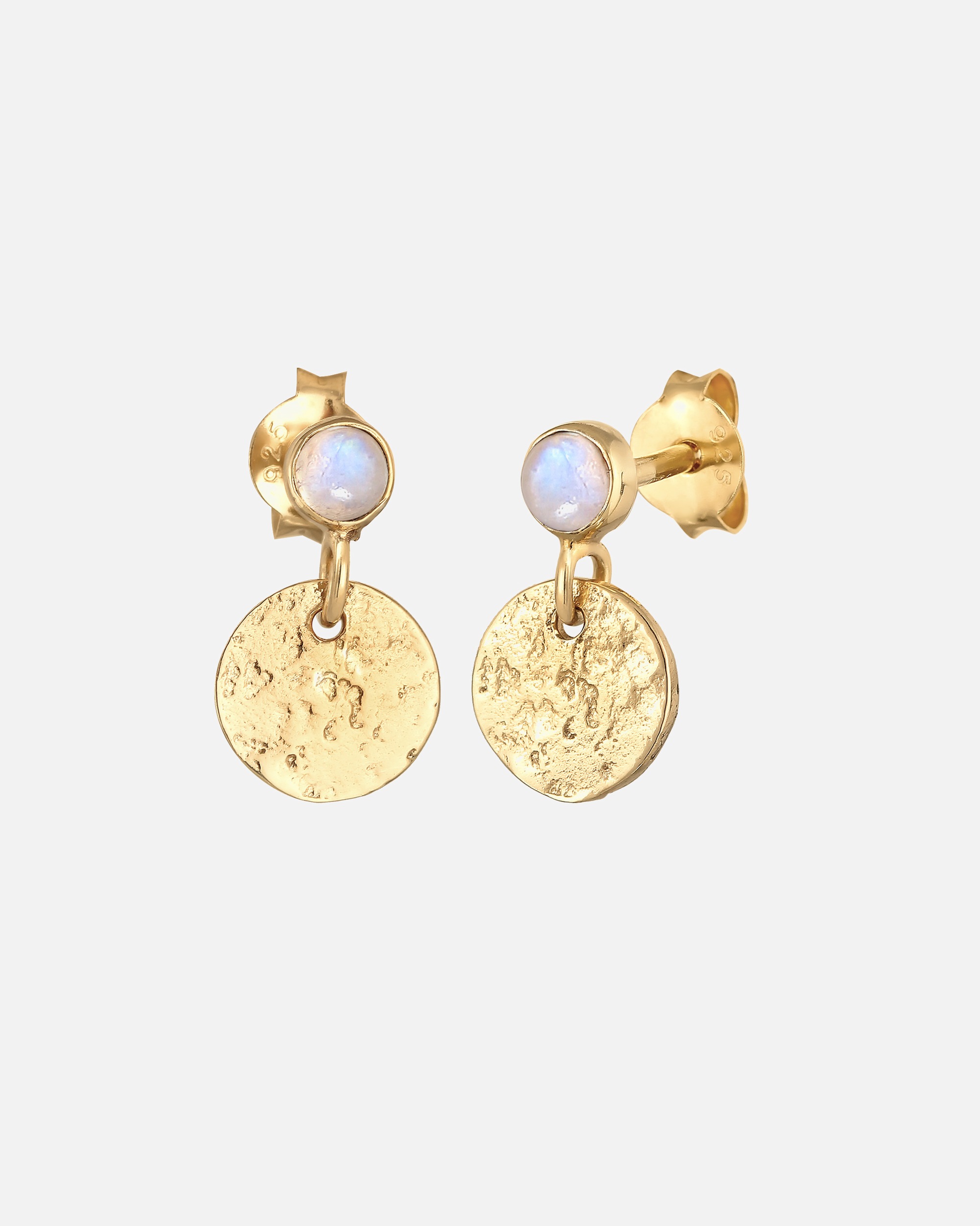 Kolczyki dla Kobieta Elli PREMIUM Damskie Kolczyki płatki Vintage z kamieniem księżycowym z rodowanego srebra próby 925 Sterling Silver goldfarben