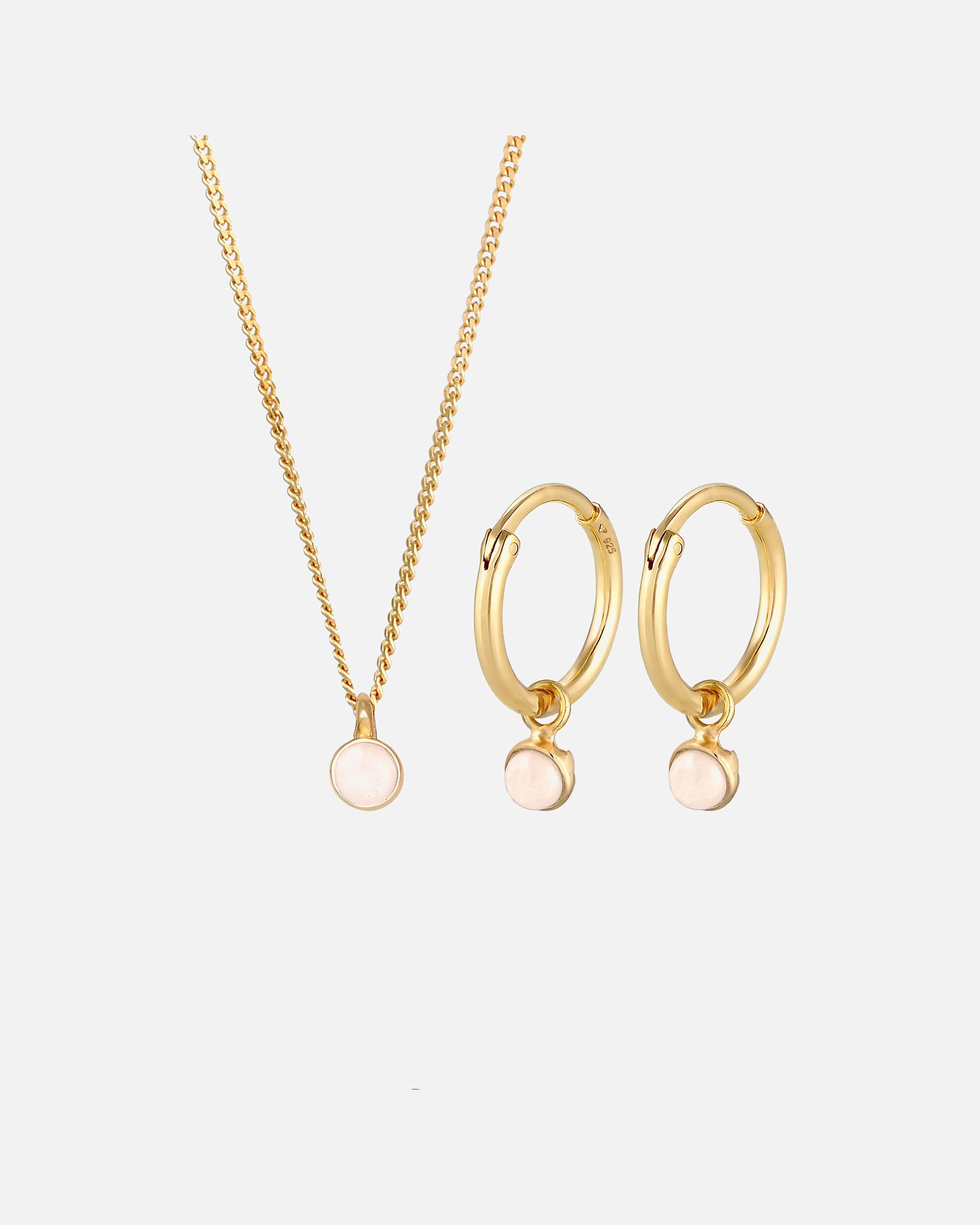 Ozdoby dla Kobieta Elli PREMIUM Damskie wisiorek kreolski Elegant Minimal z różowym kwarcem w pozłacanym srebrze 925 Sterling Silver golfarben