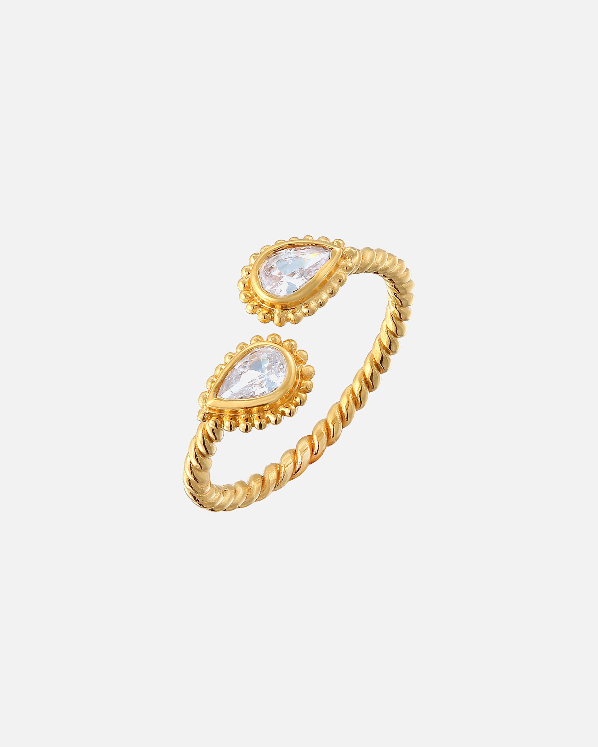 Pierścionek dla Kobieta Elli Damskie krople Vintage Look Open z kryształami cyrkonii w srebrze 925 Sterling Silver pozłacane 54