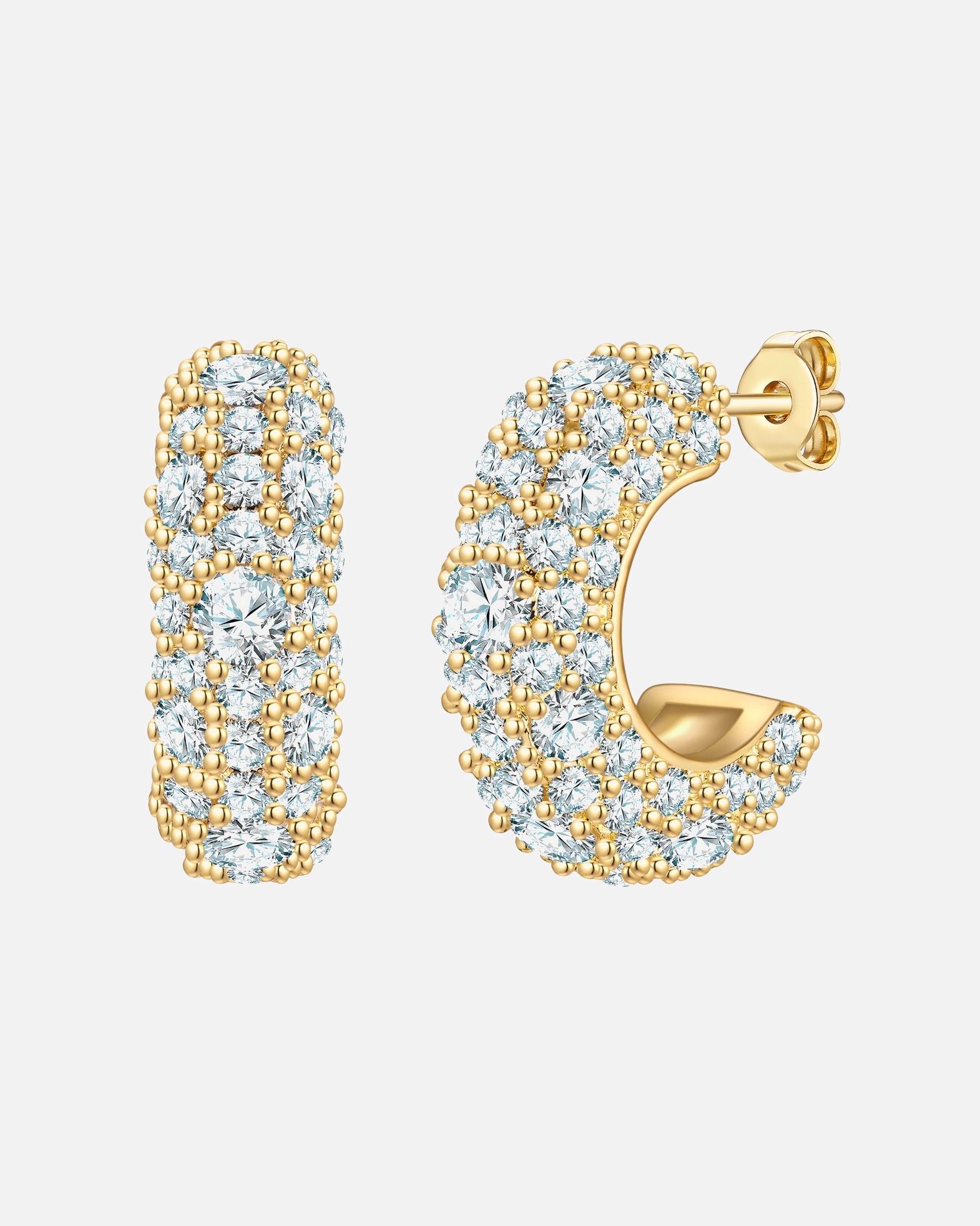 Obrączki dla Kobieta Yokoamii Kolczyki kola z mosiadzu w zlocie zóltym z Cyrkonia 19,8 mm