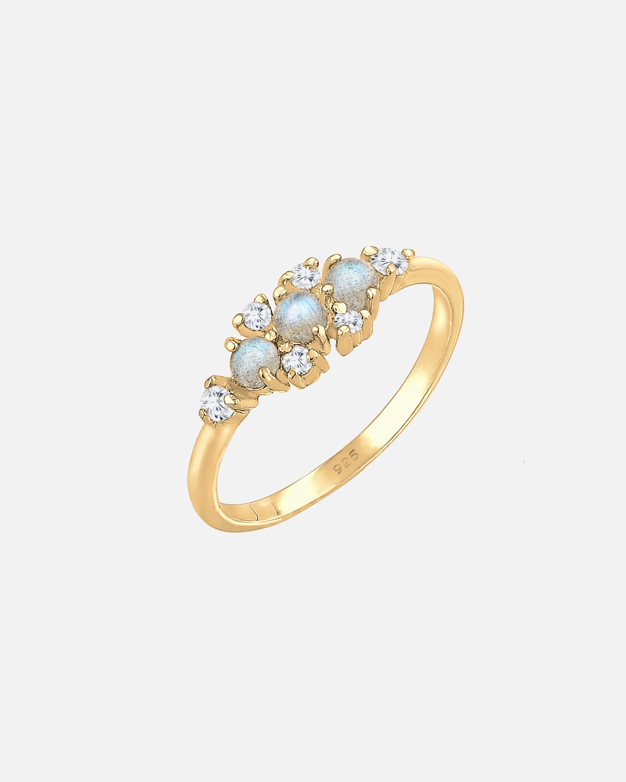 Pierścionek dla Kobieta Elli Damski Vintage Look błyszczący z labradorytem i cyrkonią w srebrze 925 Sterling Silver 54