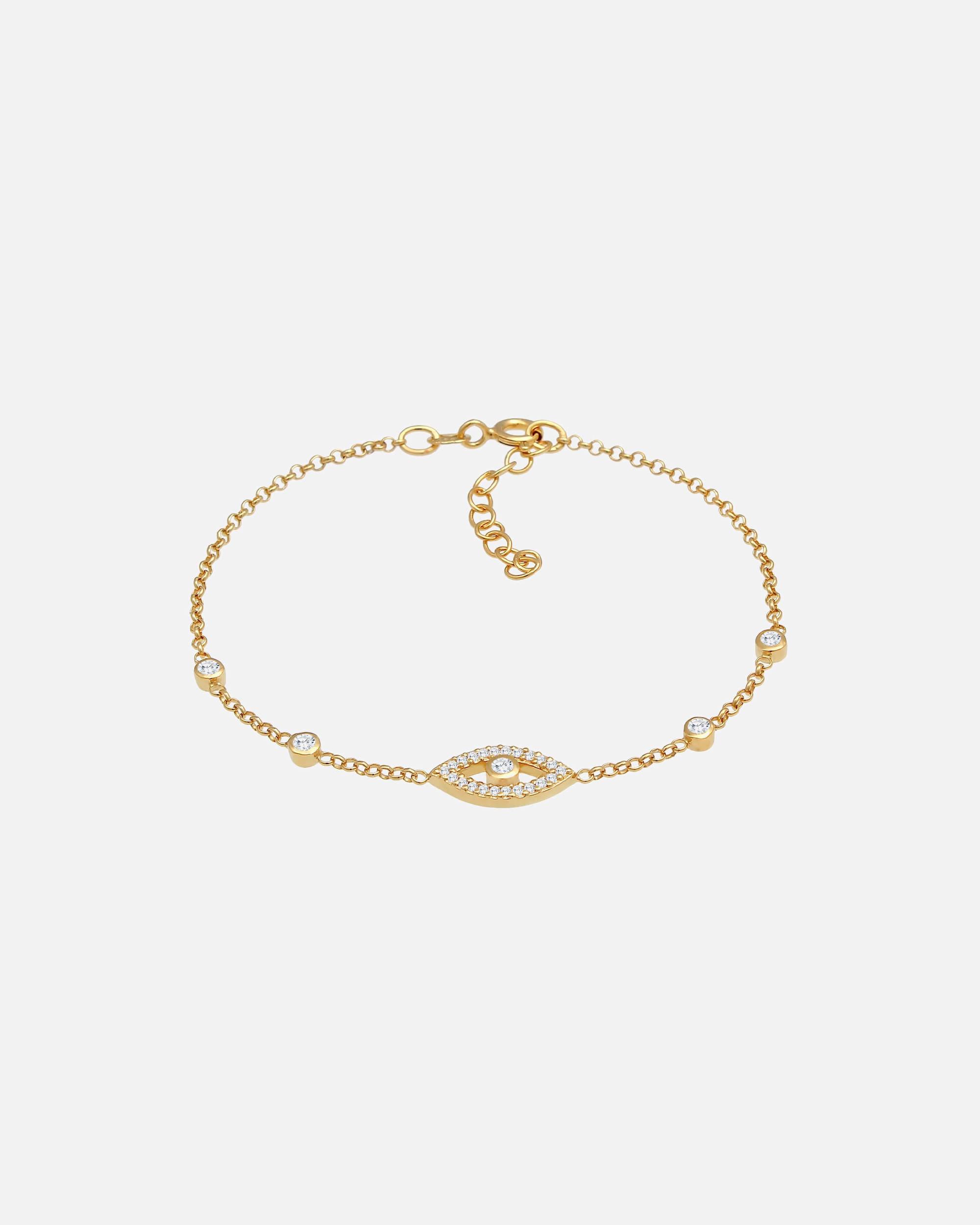 Bransoletka dla Kobieta Damski Evil Eye Trend regulowane z kryształami cyrkonii w pozłącanym srebrze 925 Sterling Silver 16