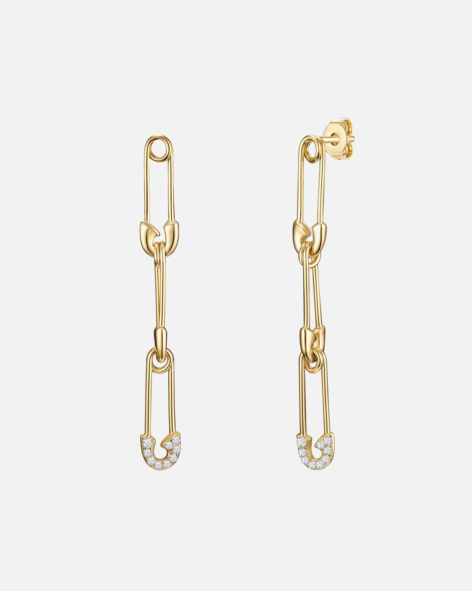 Kolczyki dla Kobieta Kolczyki wiszące srebrne Agrafka srebro wysokiej próby Cyrkonia żółte złoto 51,3 mm