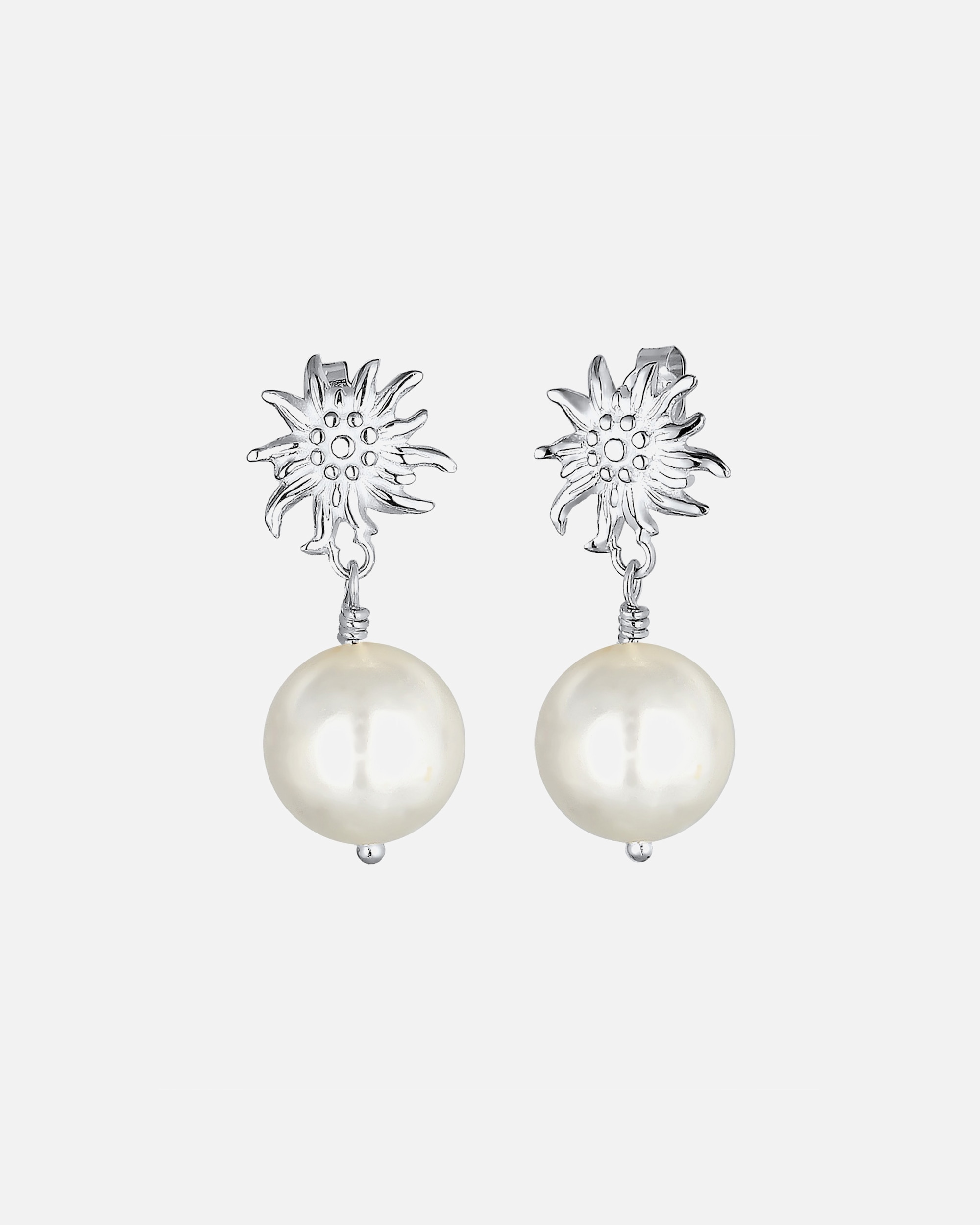 Kolczyki dla Kobieta Elli Damskie kolczyki wiszące Edelweiss Dirndl z rdzeniem z muszli perłowej ze srebra próby 925 Sterling Silver silberfarben