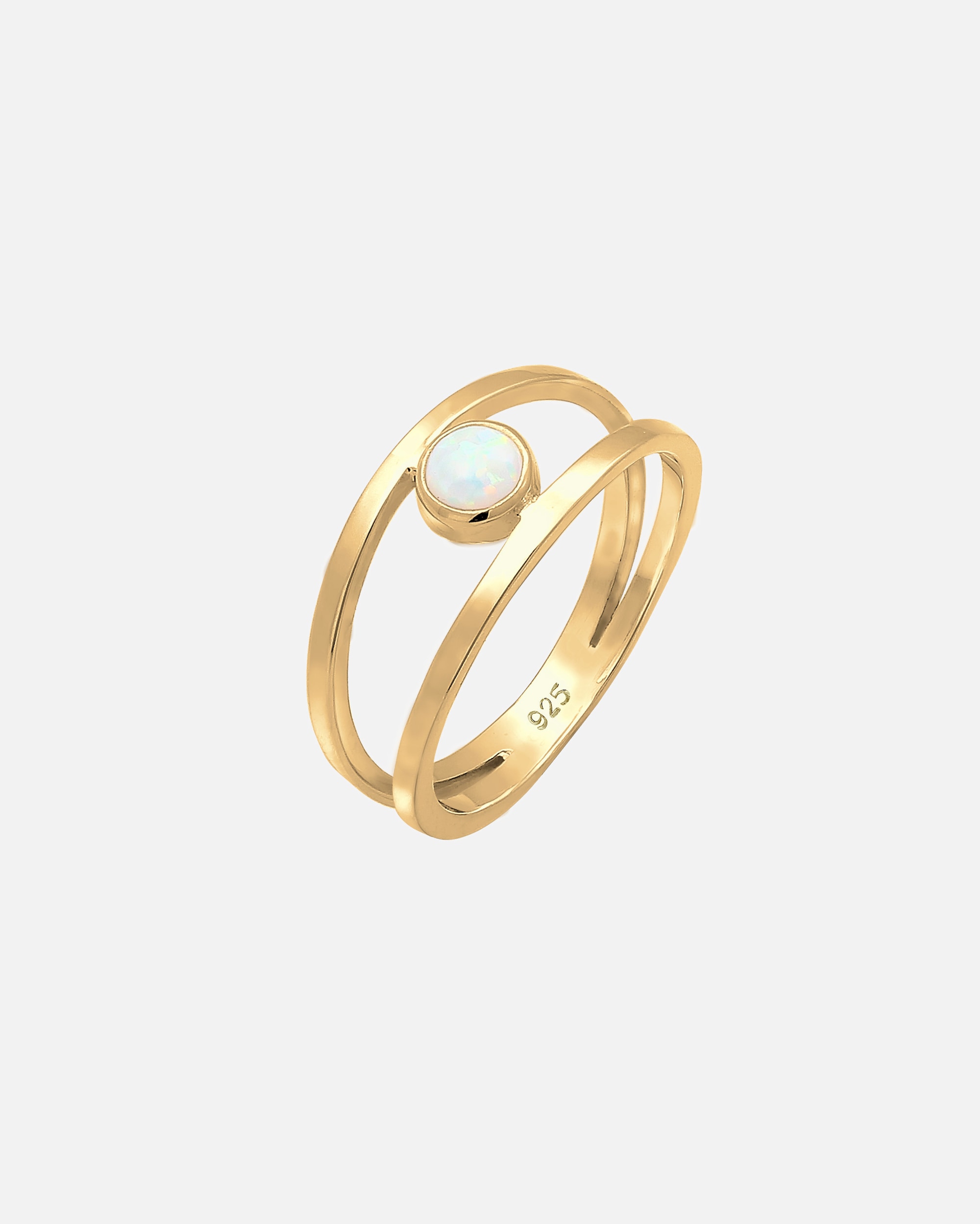 Pierścionek dla Kobieta Elli Podwójna damska obrączka z syntetycznym opalem w srebra próby 925 52