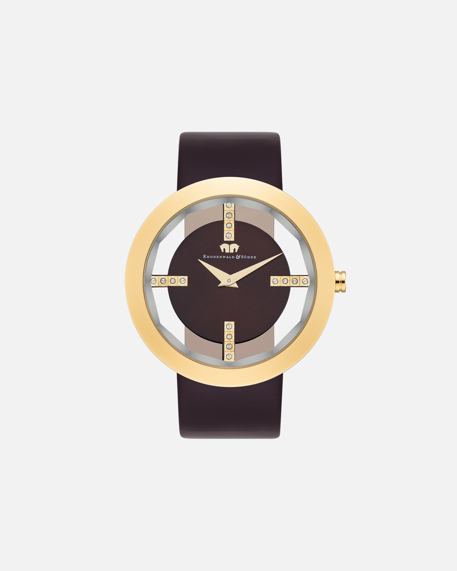 Zegar dla Kobieta Rhodenwald & Söhne Zegarek kwarcowy Lucrezia żółte złoto Skóra naturalna Ciemnobrazowy 42,0 mm