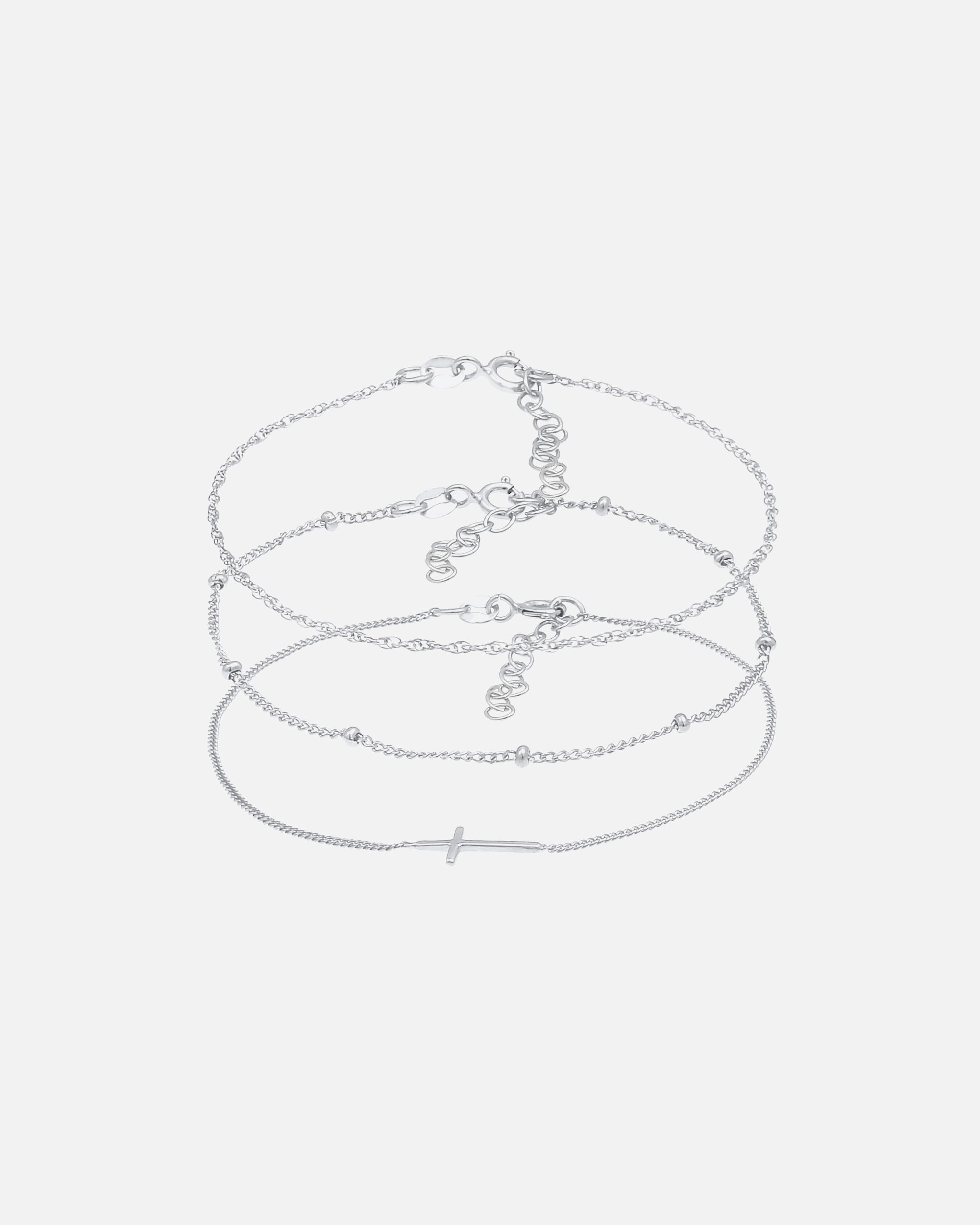 Bransoletka dla Kobieta Damski zestaw 3 częściowy skręcona kulka krzyż ze srebra próby 925 Sterling Silver silberfarben