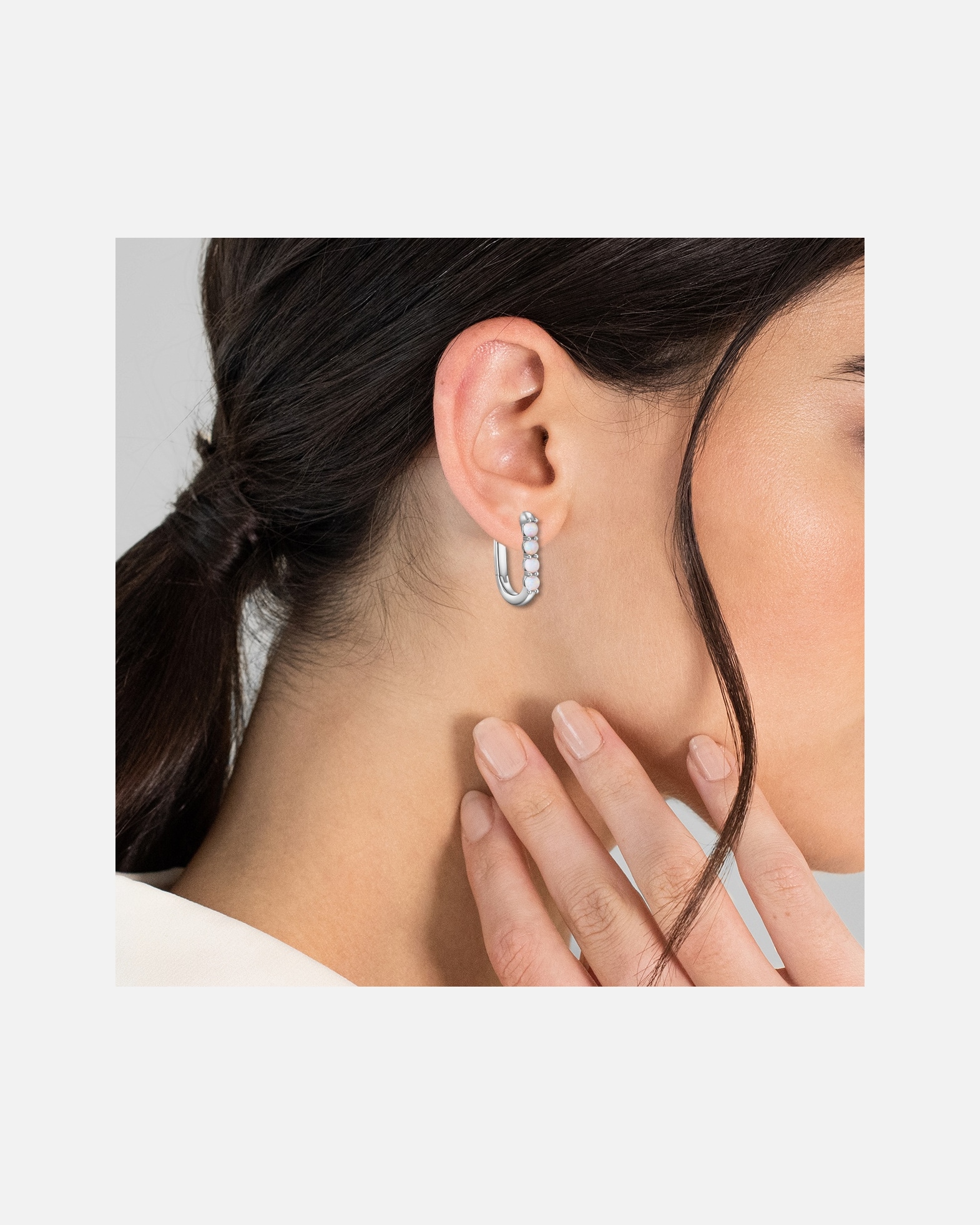 Obrączki dla Kobieta Glanzstücke München Srebrne kolczyki kreole srebro wysokiej próby Opal (synt.) srebrny 19,7 mm