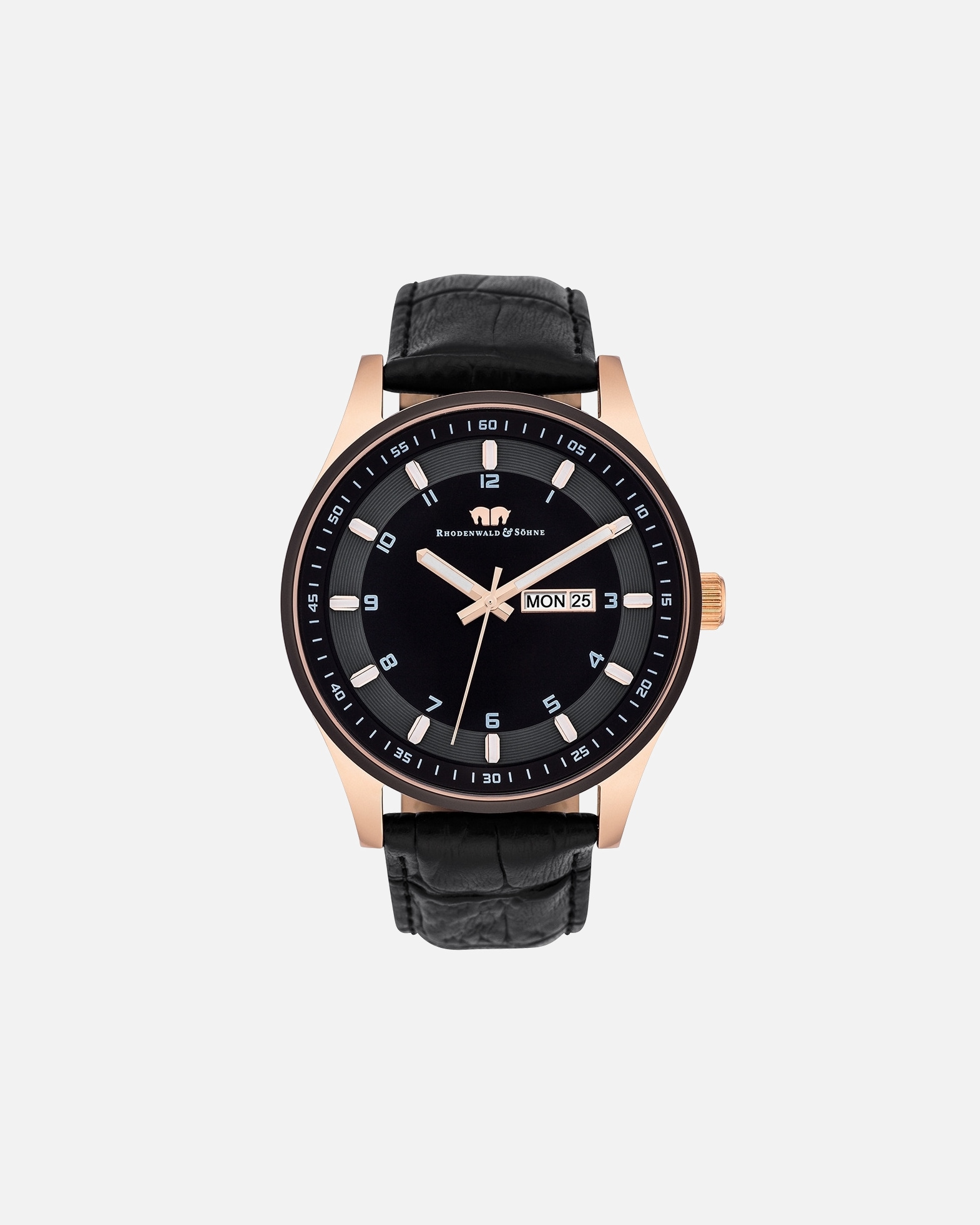 Zegar dla Mężczyzna Zegarek kwarcowy Couragian Różowy złoty Skóra naturalna Czarny 43,0 mm