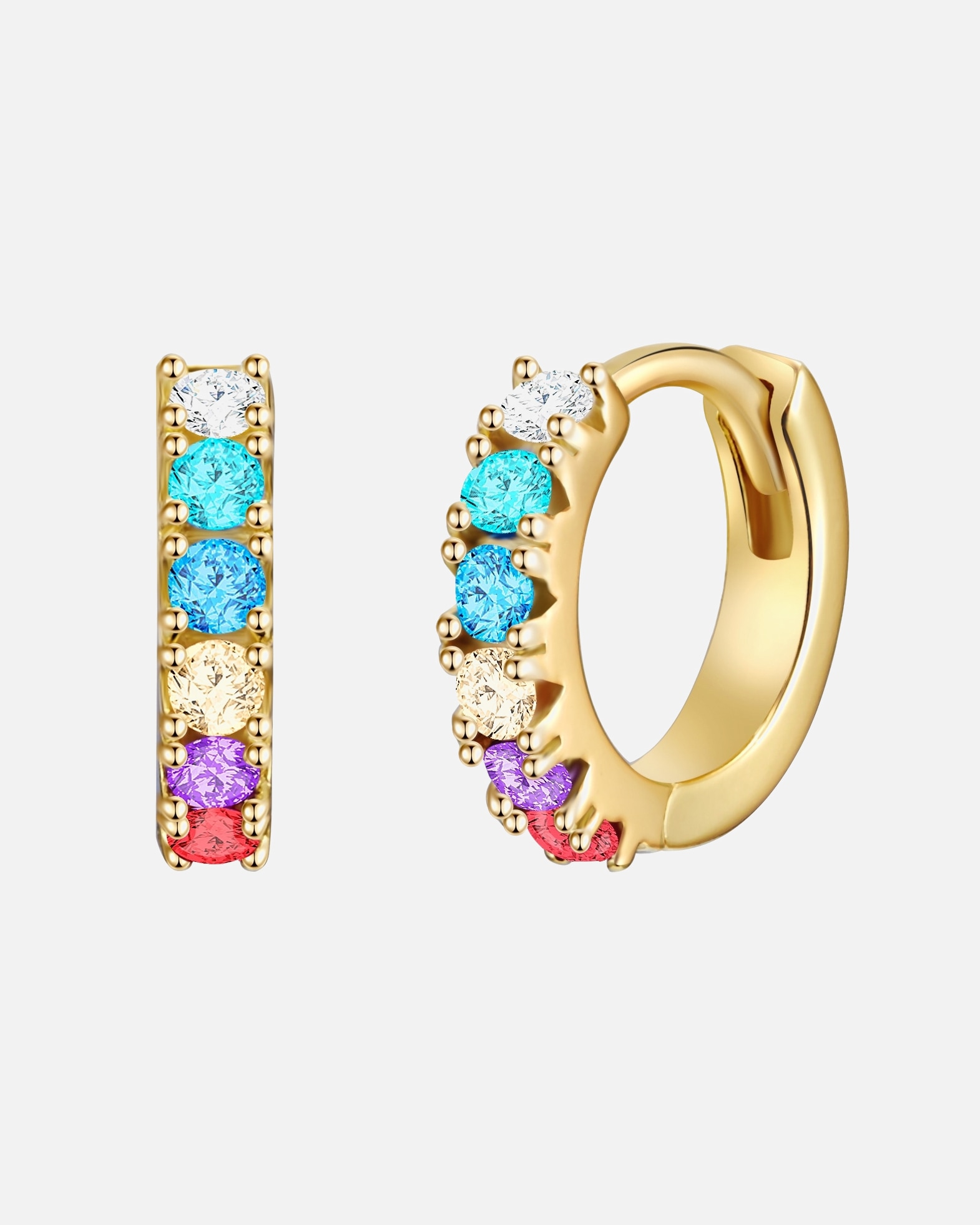 Obrączki dla Kobieta Srebrne kolczyki kreole srebro wysokiej próby Cyrkonia żółte złoto 11,5 mm