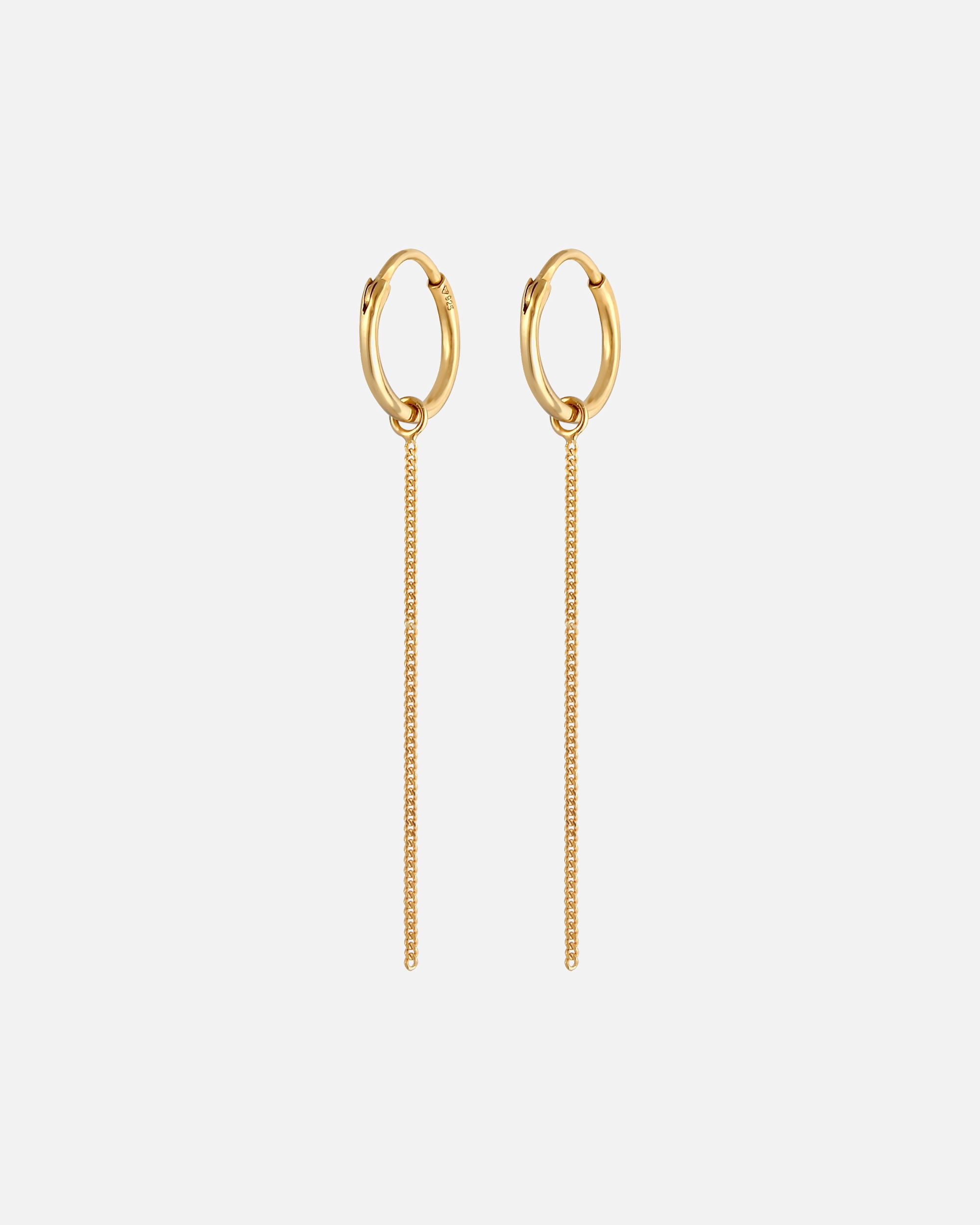 Kolczyki dla Kobieta Elli Damskie kolczyki kreole wiszące z łańcuszkiem zawieszka Minimal Trend srebro 925 Sterling Silver goldfarben