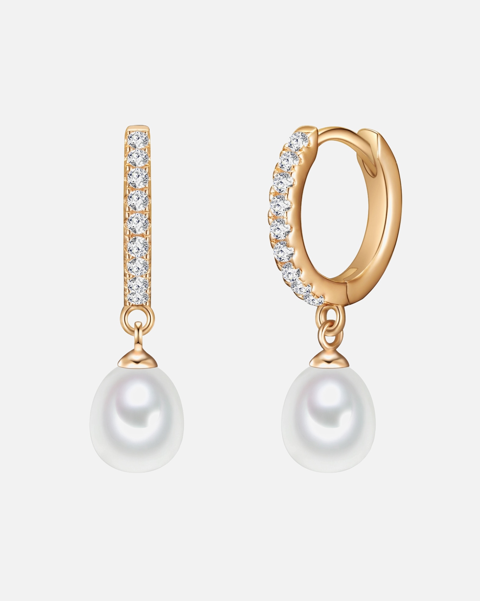 Obrączki dla Kobieta Valero Pearls Srebrne kolczyki kreole srebro wysokiej próby Cyrkonia Perła hodowlana słodkowodna żółte złoto 24,5 mm