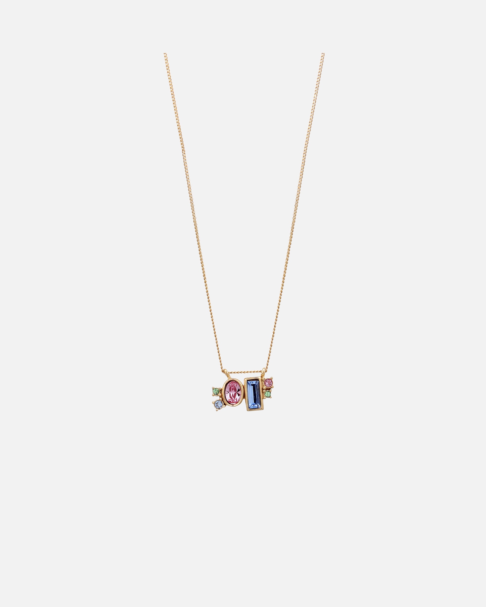 Naszyjnik dla Kobieta Elli Naszyjnik z Kamieniem Damski Łańcuszek Pancerny Szklane Kryształy Brilliant Szlif Różowy Niebieski 925 Sterling Silver 42 cm goldfarben