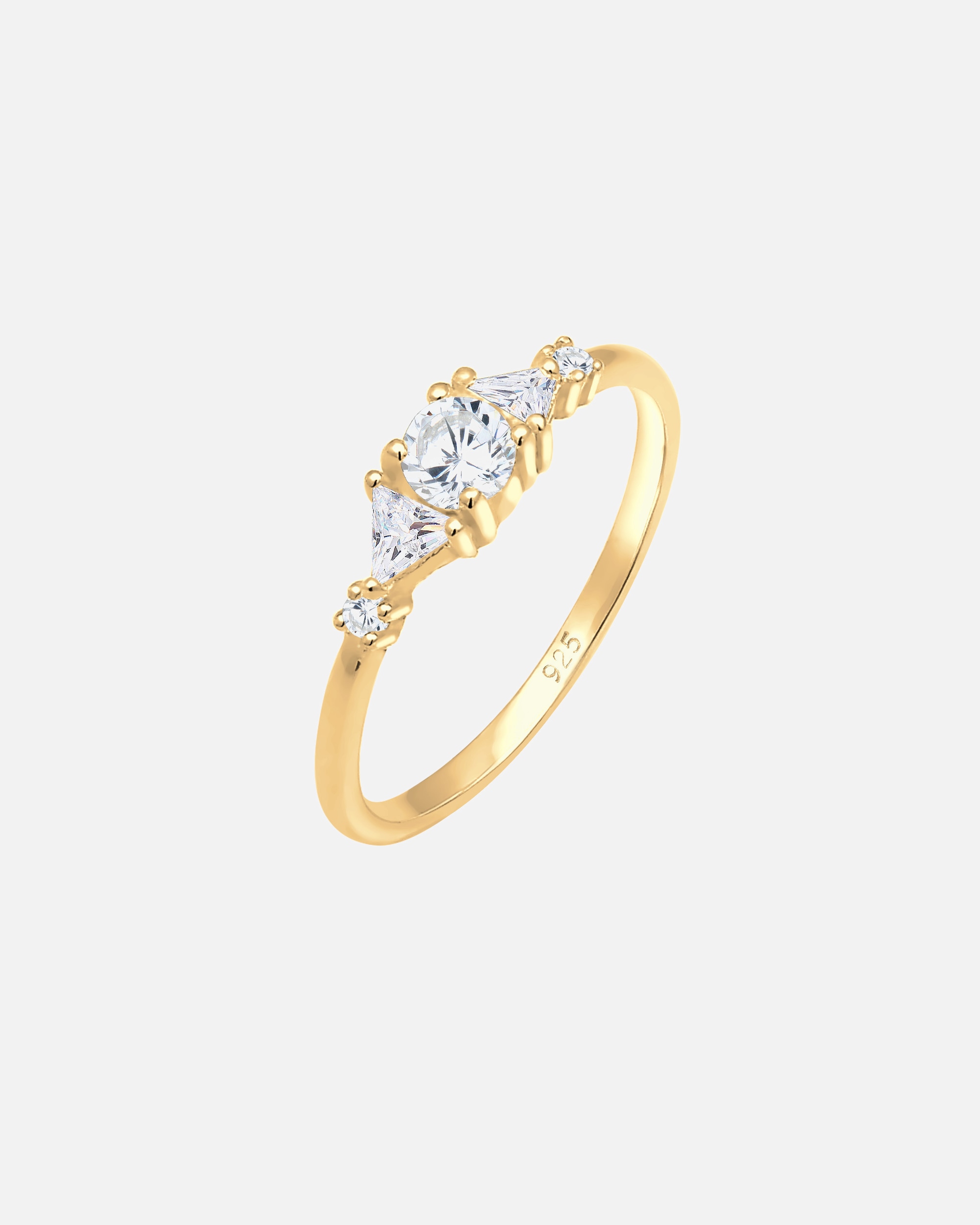 Pierścionek dla Kobieta Elli PREMIUM Damskie Filigranowe Geo mieniące się kryształami cyrkonii w pozłacanym srebrze 925 Sterling Silver 54