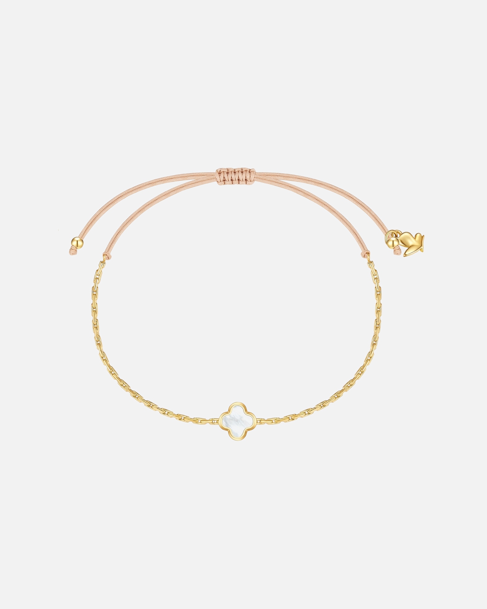 Bransoletka dla Kobieta Glanzstücke München Bransoletka koniczyna ze stali nierdzewnej w zlocie z masa perlowa 15,0 - 22,0 cm, flexibel einstellbar