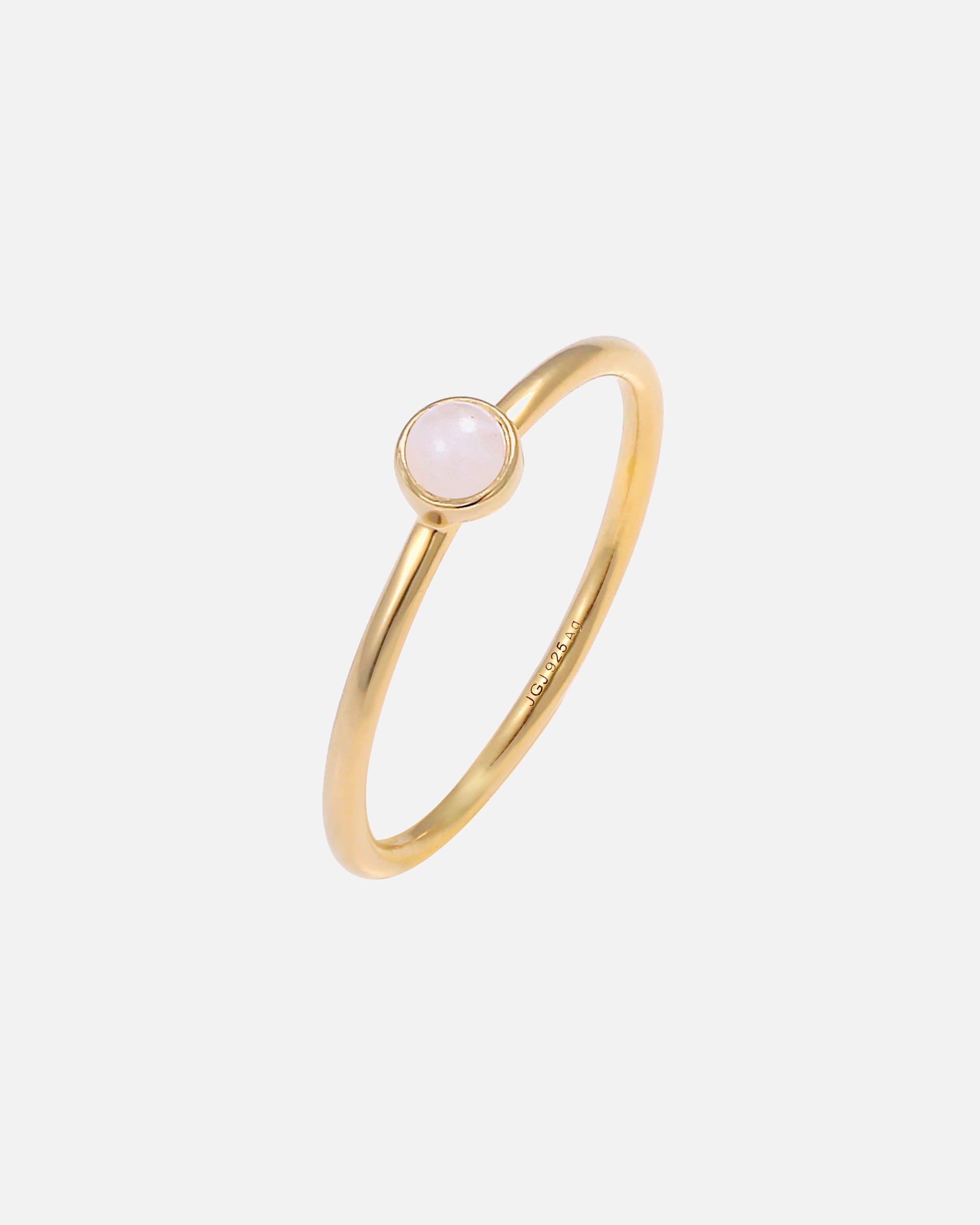 Pierścionek dla Kobieta Elli Damski do łączenia Basic Minimal Stack z różowym kwarcem w pozłacanym srebrze 925 Sterling Silver 52