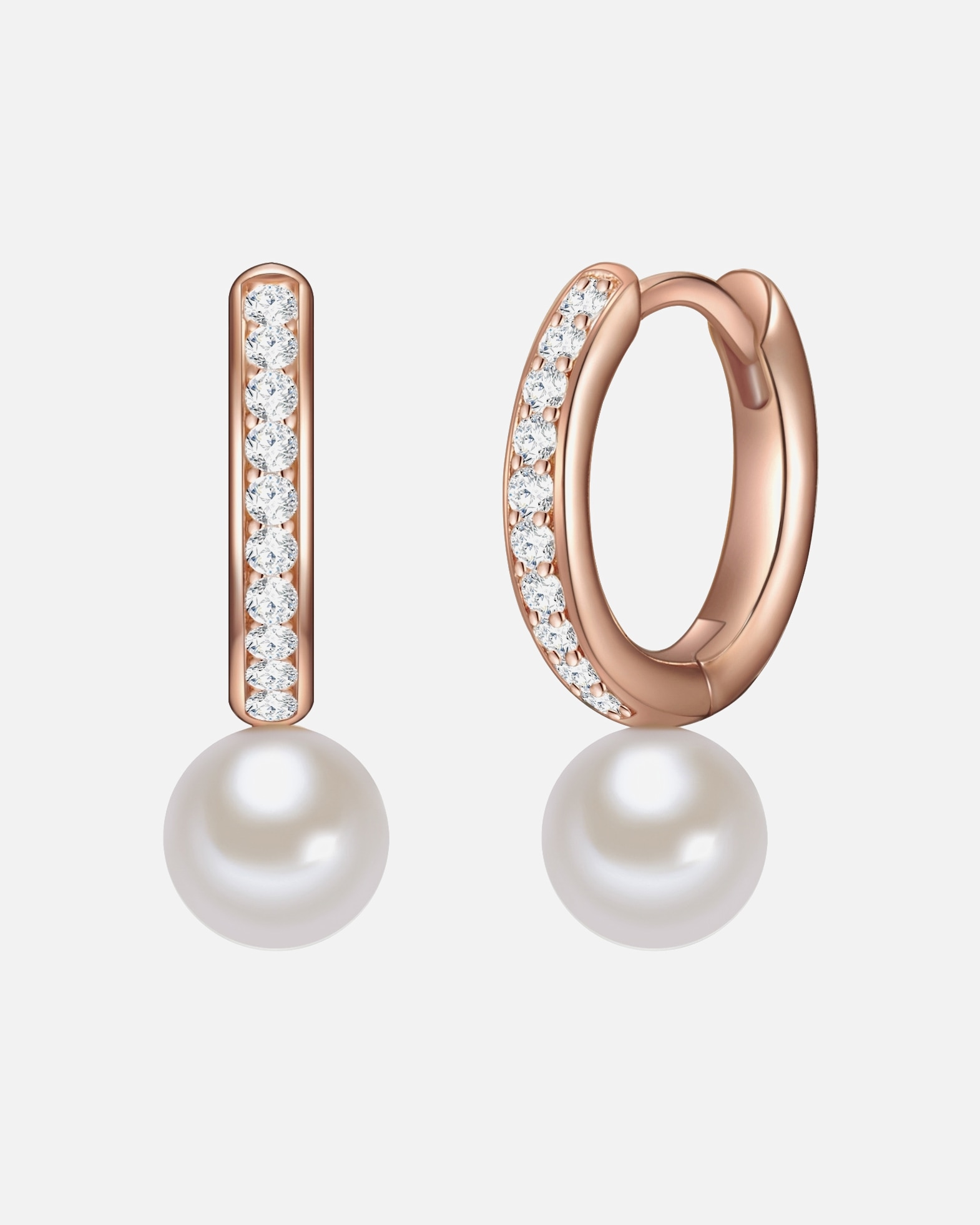 Obrączki dla Kobieta Srebrne kolczyki kreole srebro wysokiej próby Cyrkonia Perła hodowlana słodkowodna różowe złoto 19,9 mm