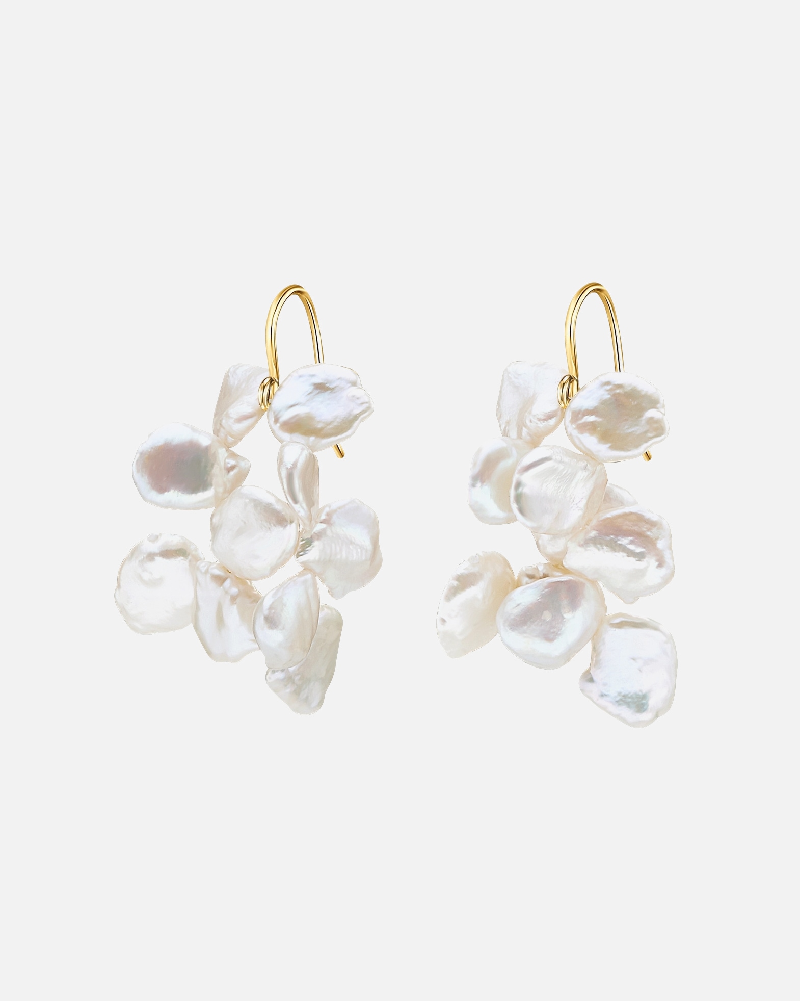 Kolczyki dla Kobieta Kolczyki wiszące z perłą srebro wysokiej próby Perła hodowlana słodkowodna żółte złoto 46,3 mm